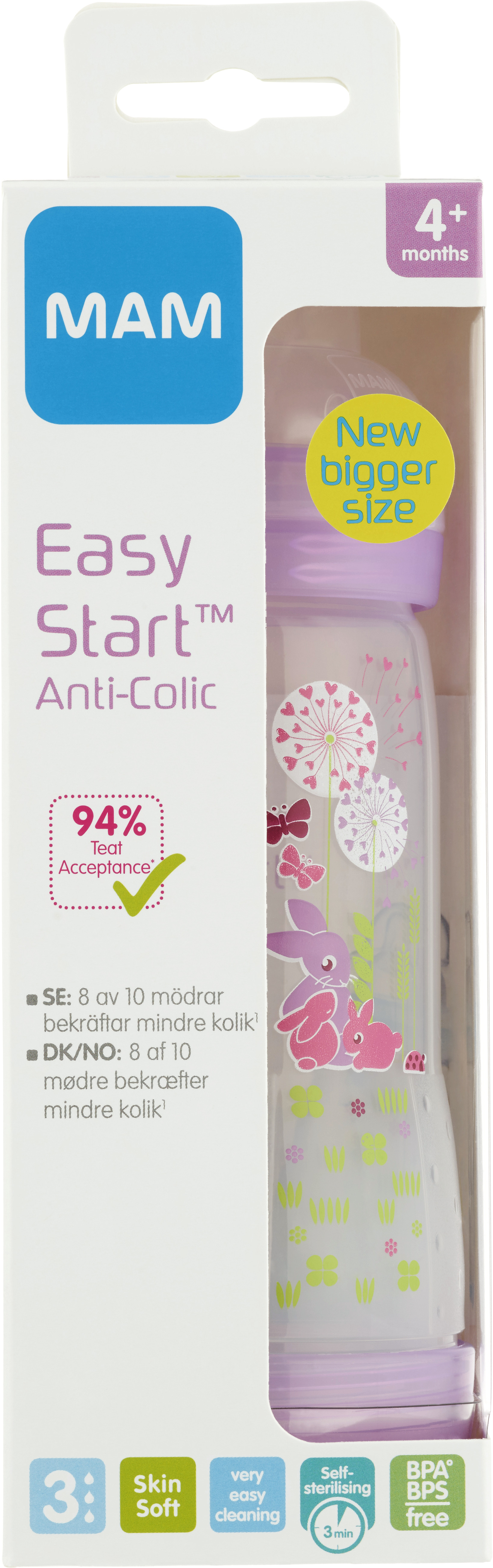 MAM Easy Start Anti-Colic Nappflaska 4+ Månader 320 ml - Olika färger