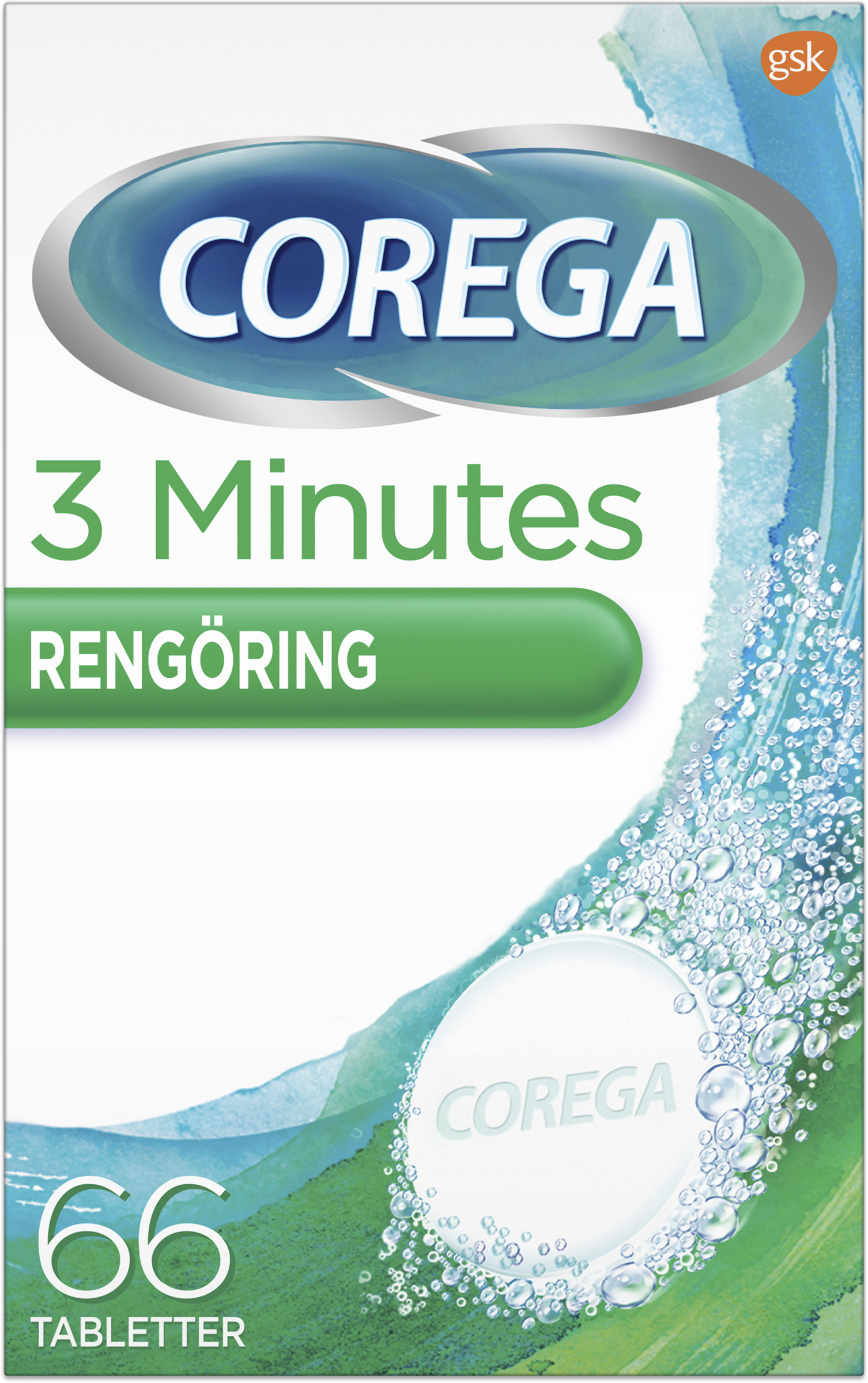 Corega 3 Minutes Protesrengöring 66 tabletter