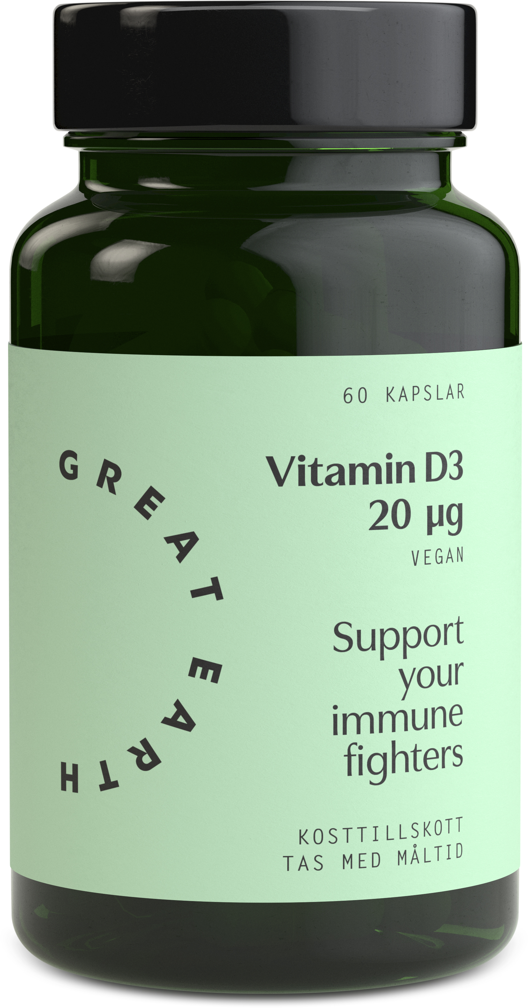 Köp Great Earth DVitamin 20 µg Vegan 60 kapslar Apohem
