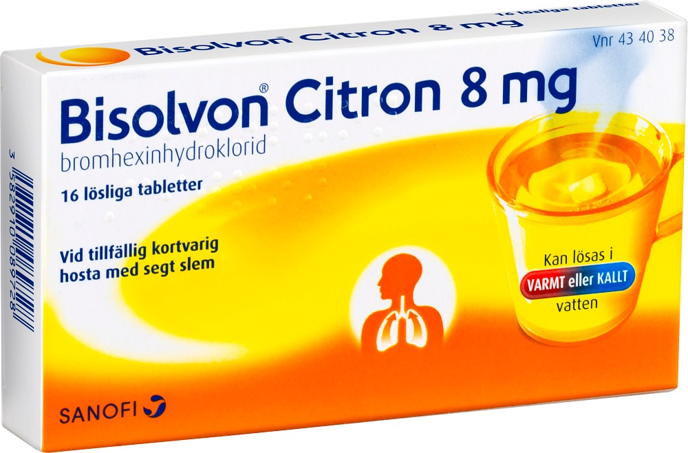 Bisolvon Citron Löslig Tablett 8mg, 16 st