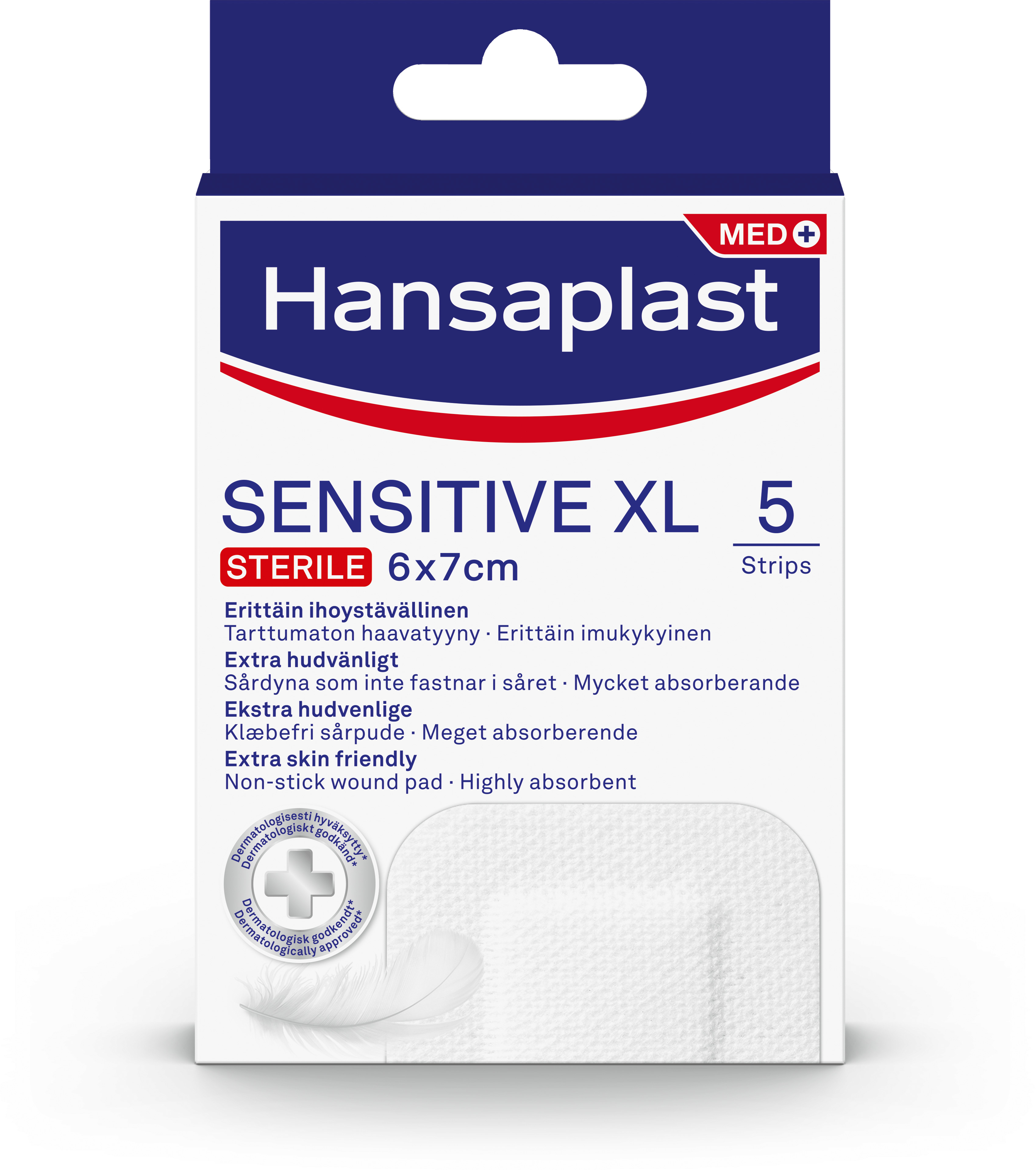 Hansaplast Sensitive Plåster XL 6 x 7 cm 5 st