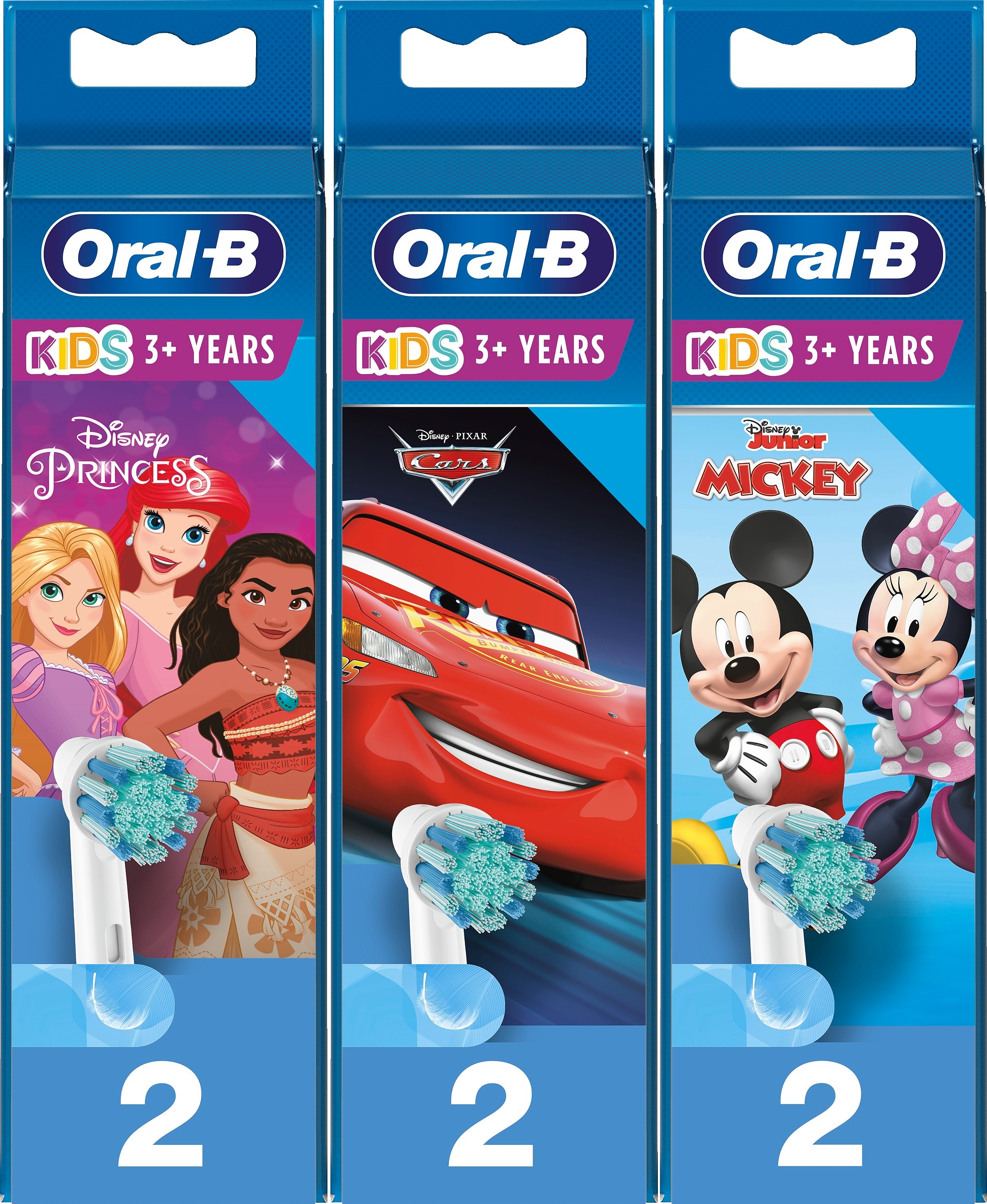 Oral-B Kids Mix Cars, Mickey & Disney Princess Extra Soft Tandborsthuvud 2 st