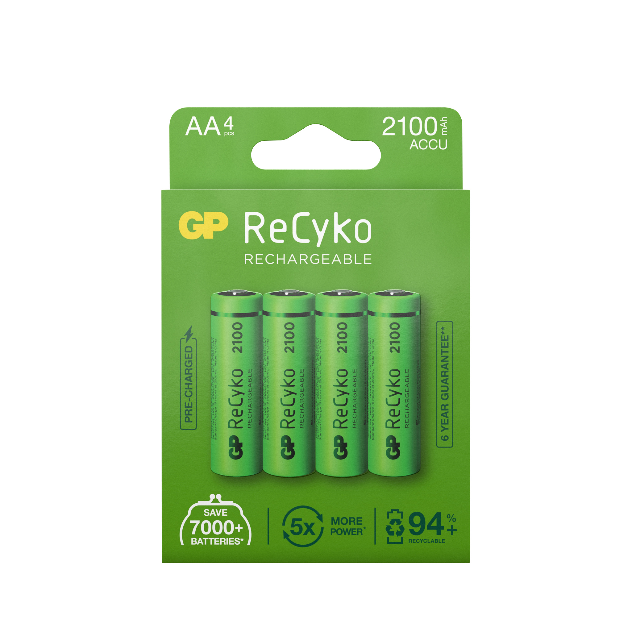 GP Batteries ReCyko AA-batteri 2100mAh 4 st