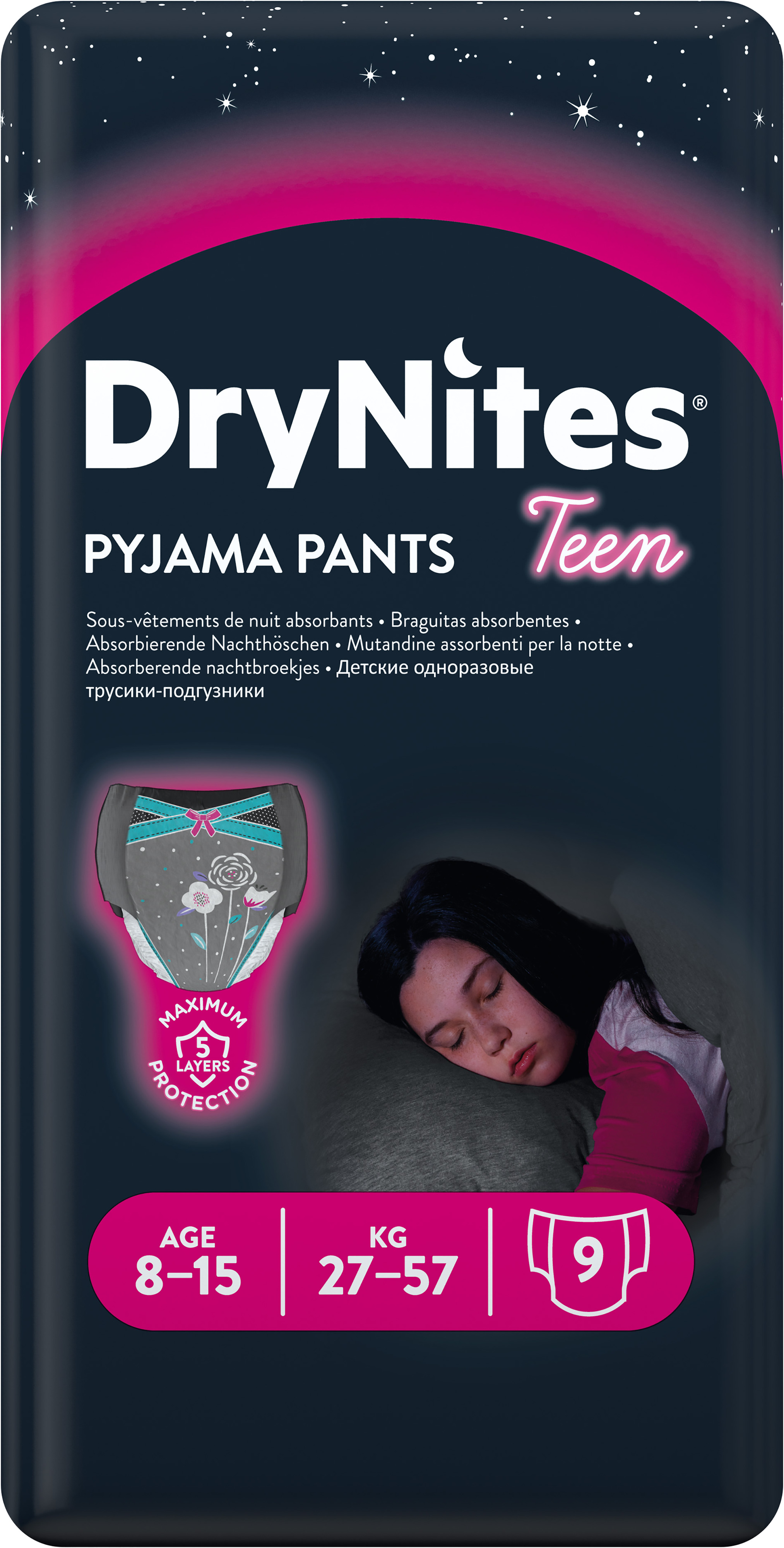 DryNites Nattblöja flicka, 8-15 år 9 st