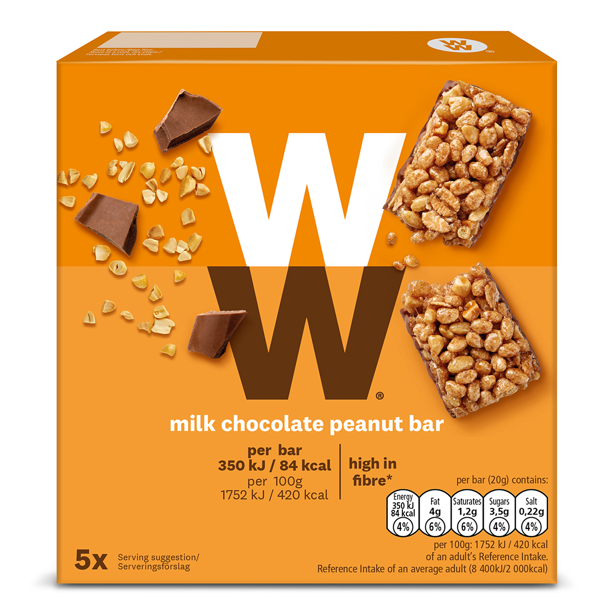 WW ViktVäktarna Bar Mjölkchoklad & Jordnötter 100 g