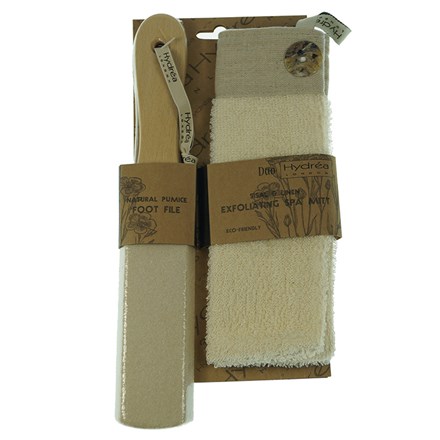 Hydrea London Foot File & Exfoliating Spa Mitt 1 set