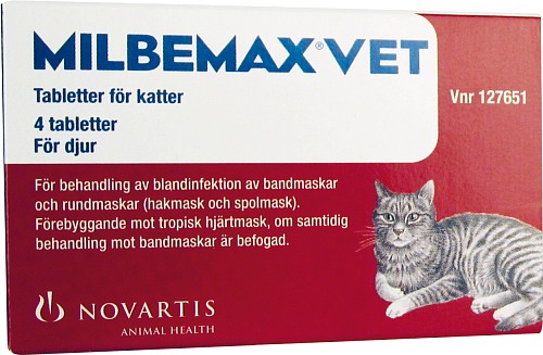 Milbemax Vet Tabletter För Katter 16mg/40mg 4 tabletter