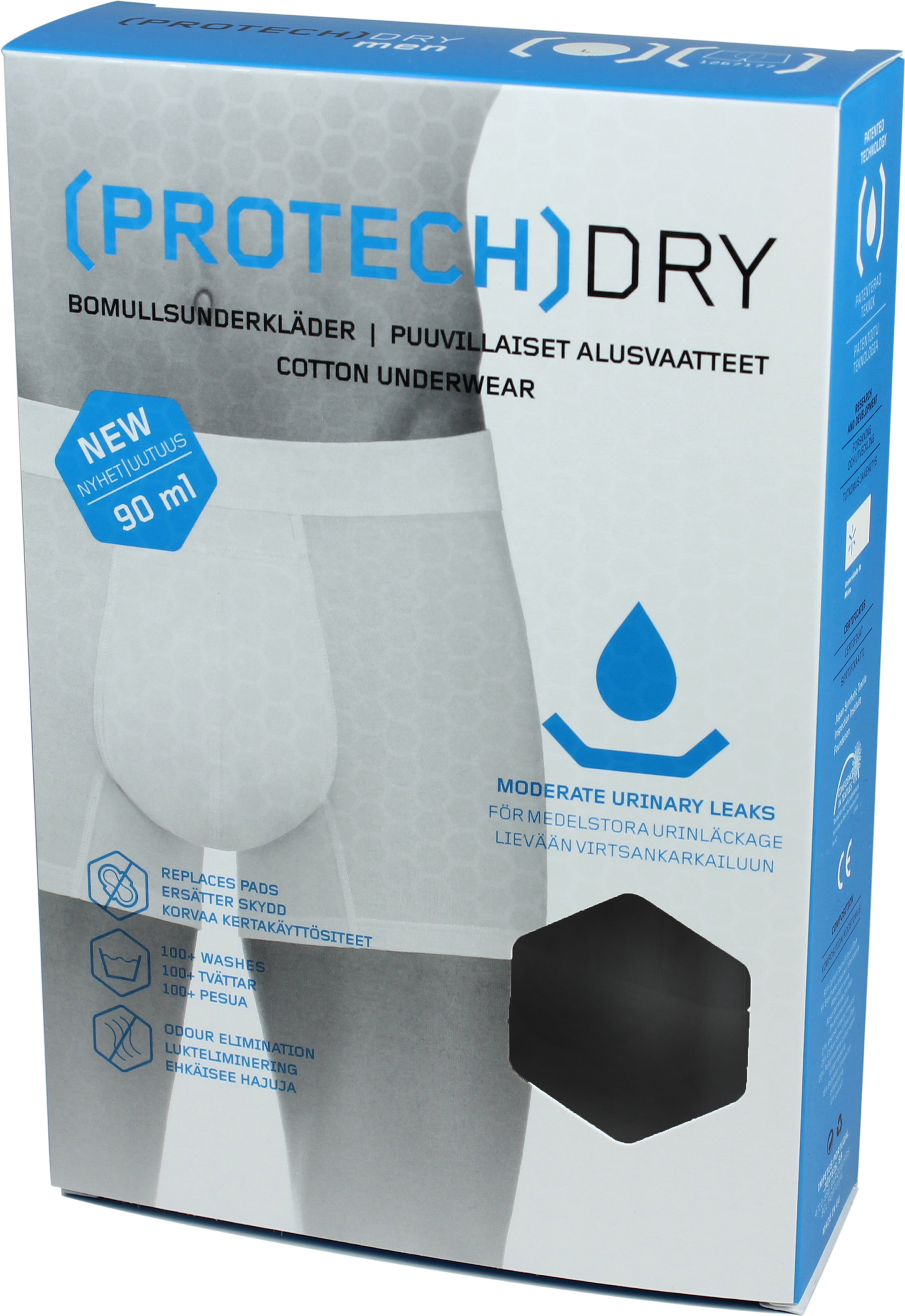 ProtechDry Herrboxer Inkontinens Svart M 1 st