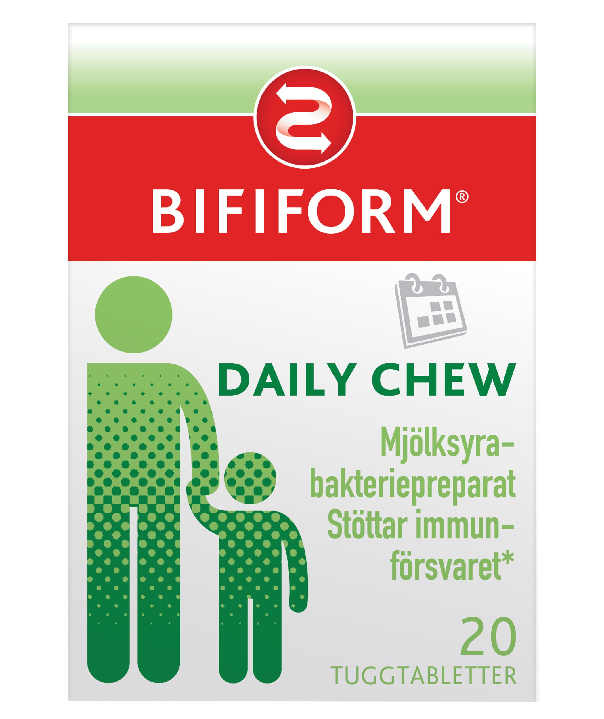 Bifiform Daily Chew Kosttillskott Mjölksyrabakterier 20 tuggtabletter
