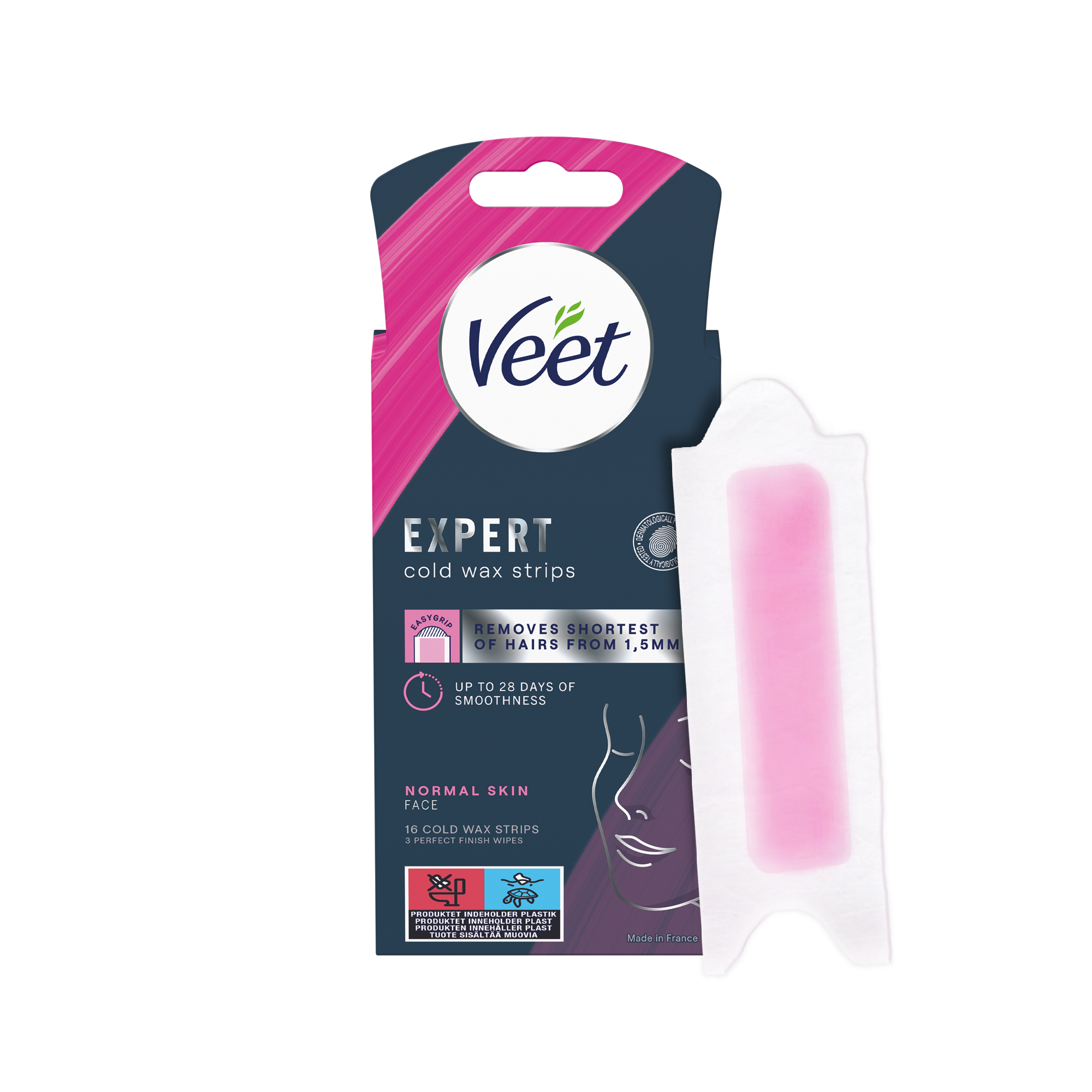 Veet Expert Vaxremsor Normal hud för ansikte 16 st