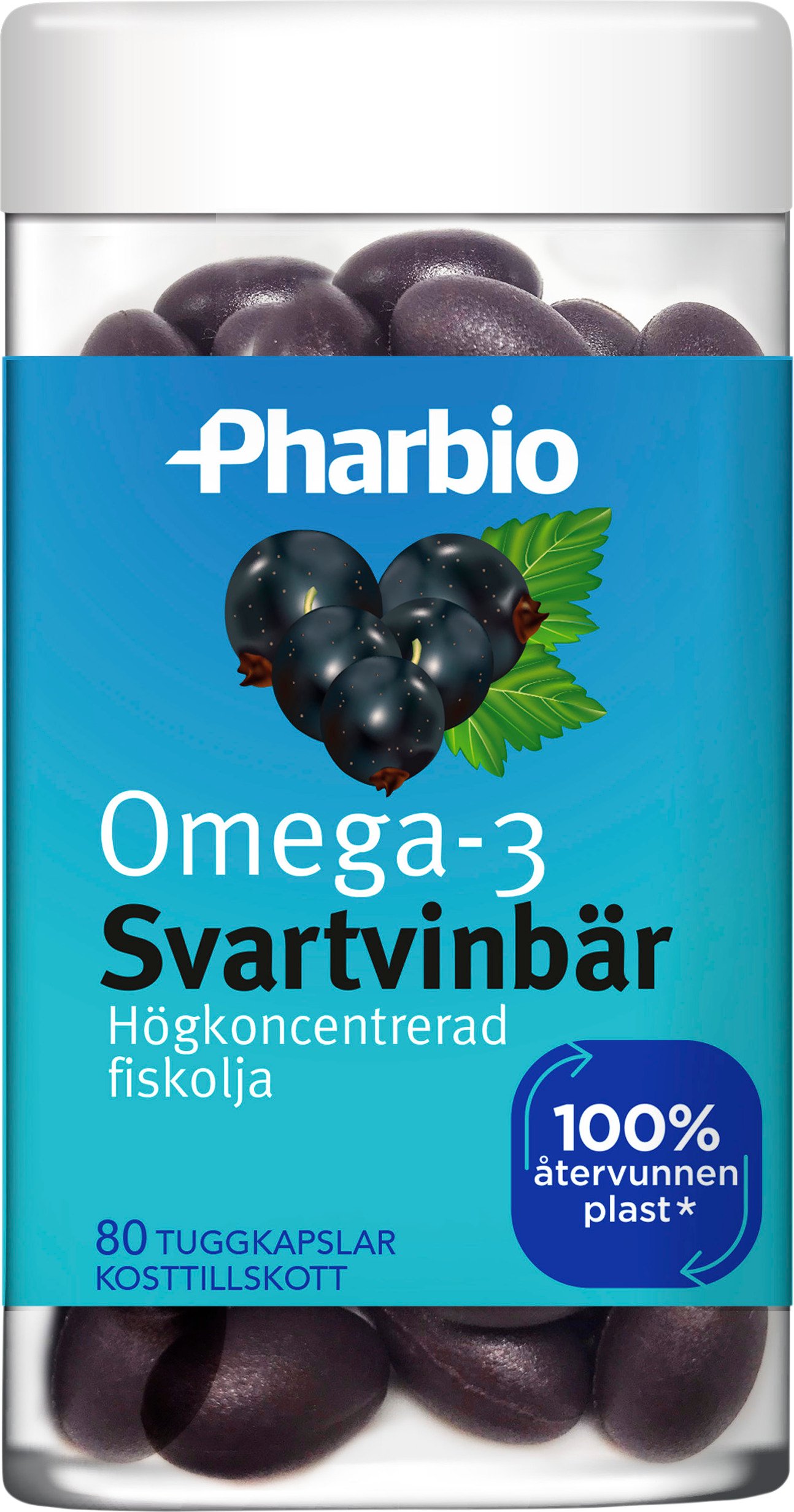 Köp Pharbio Omega3 Svartvinbär 80 tuggkapslar Apohem
