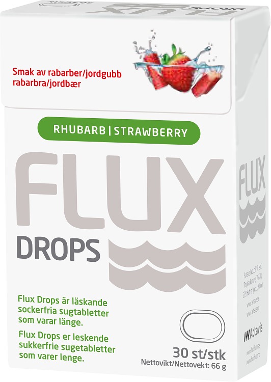 Flux Drops rabarber/jordgubb 30 st
