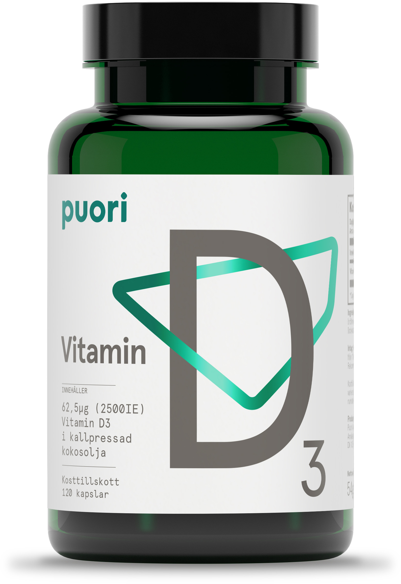 Puori D3-vitamin 62,5ug 120 kapslar