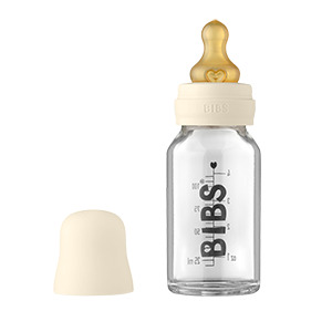 BIBS Baby Glass Bottle Complete Set Latex Ivory 110 ml