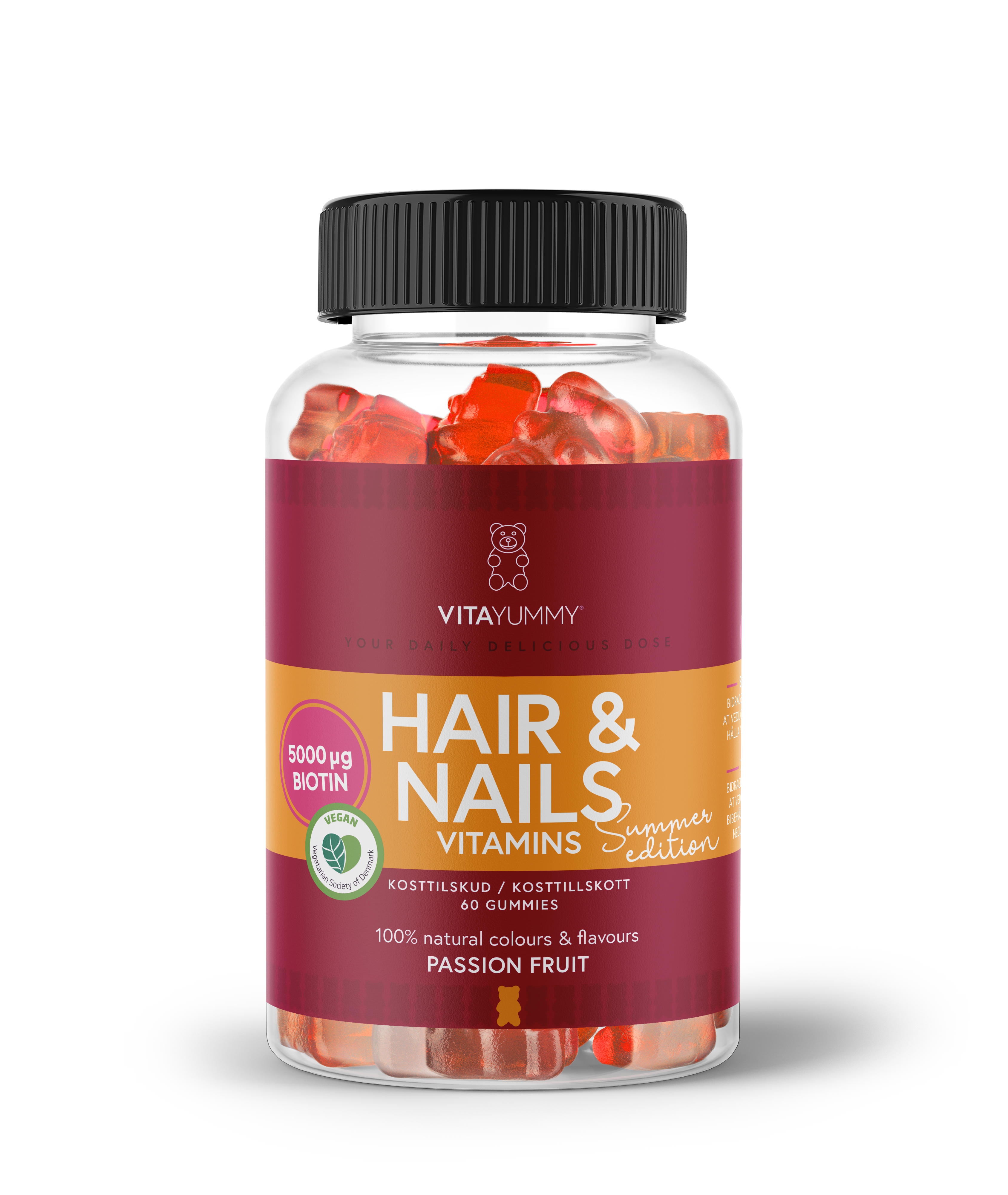 VitaYummy Hair & Nails Passion Fruit 60 tuggtabletter