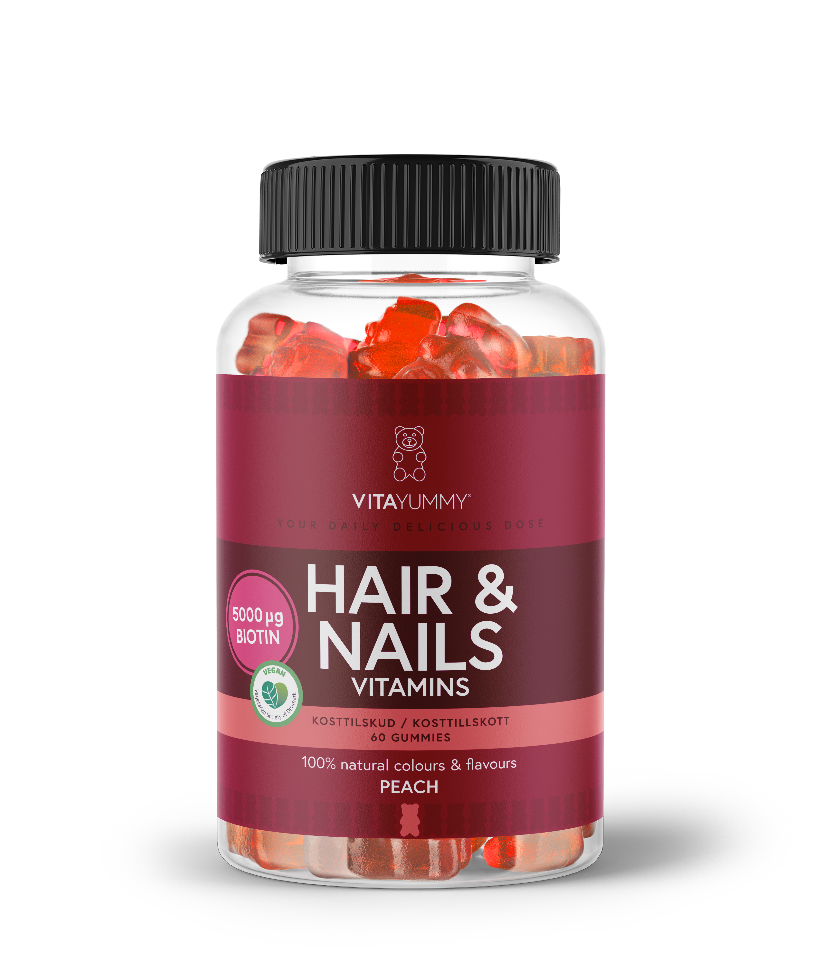 VitaYummy Hair & Nails Peach 60 tuggtabletter