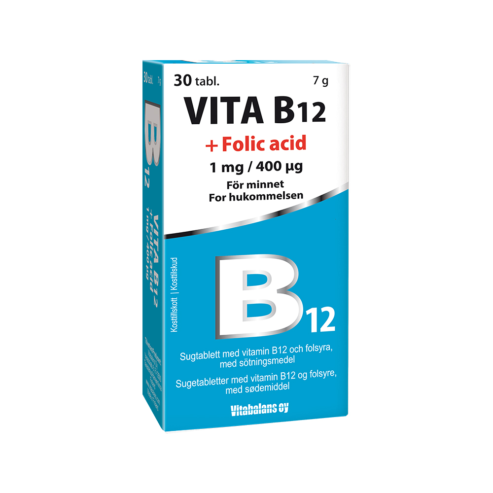 Vita B12 + Folsyra 1 mg/400 ug 30 tabletter
