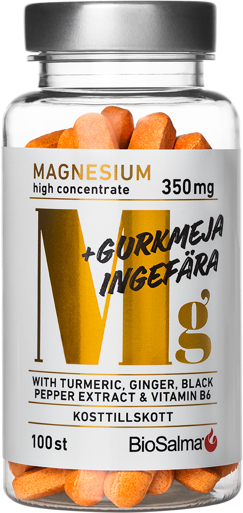 BioSalma Magnesium 350mg + Gurkmeja & Ingefära 100 st