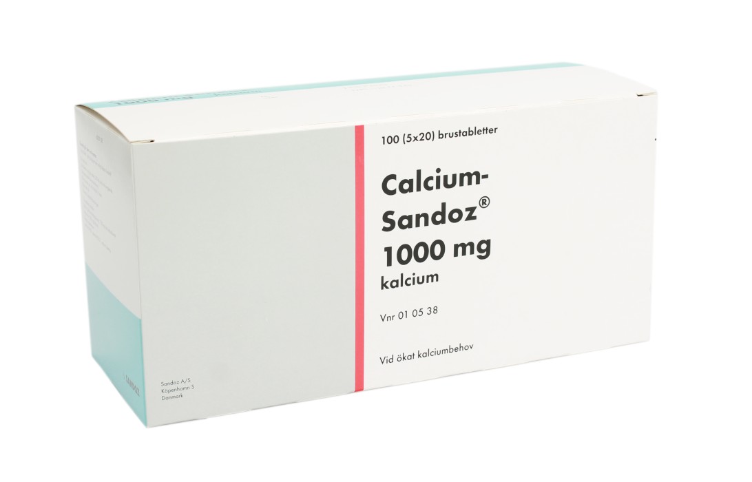 Calcium-Sandoz, brustablett 1000 mg, 10 x 10 st