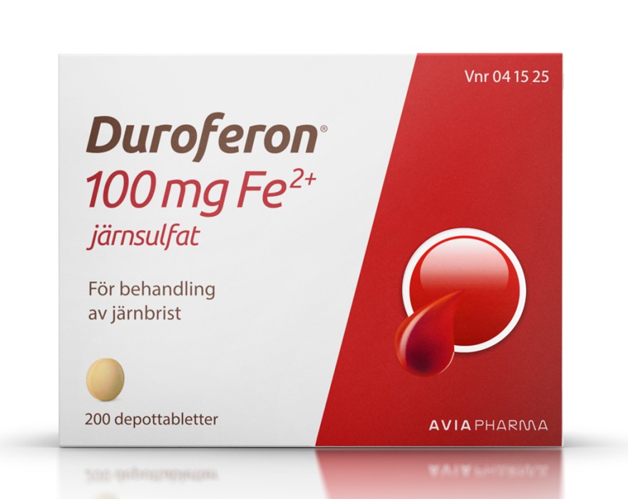 Duroferon 100mg Fe2+ Järnsulfat 200 depottabletter