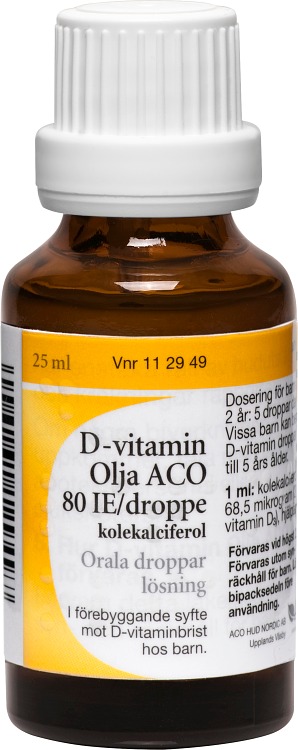 D-Vitamin Olja Aco Orala Droppar 80 Ie/Droppe För Barn Mot D-Vitaminbrist 25 ml