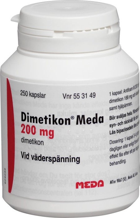 Dimetikon Meda kapsel, mjuk 200 mg, 250 st