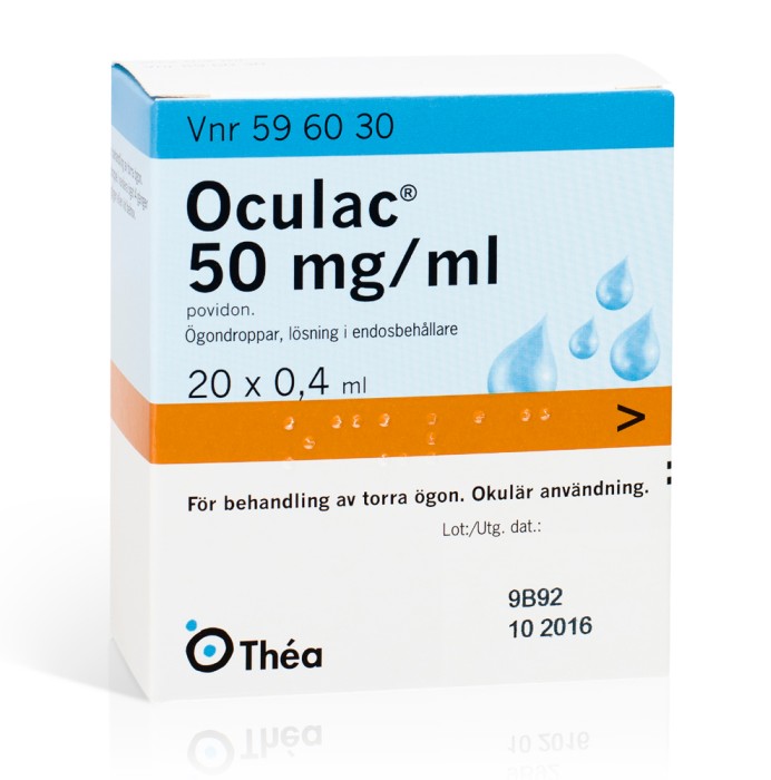 Oculac ögondroppar endosbehållare 50 mg/ml, 0,4 ml x 20st