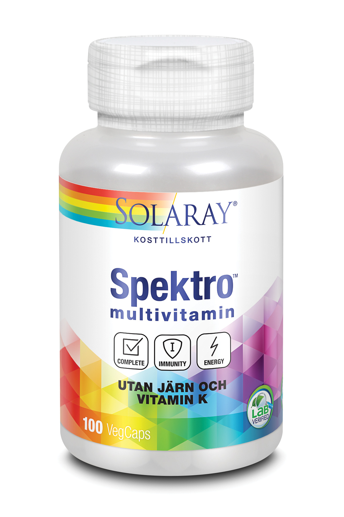 Solaray Spektro Multivitamin Utan Järn & K-vitamin 100 kapslar