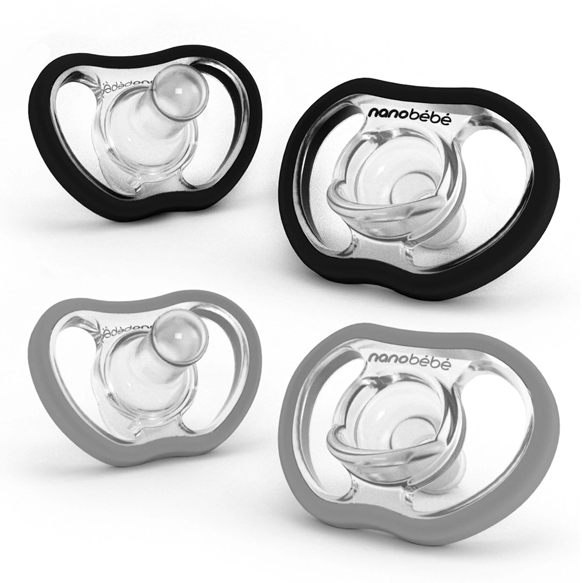 Nanobébé Active Flexy Napp Silikon Svart/Grå 4st