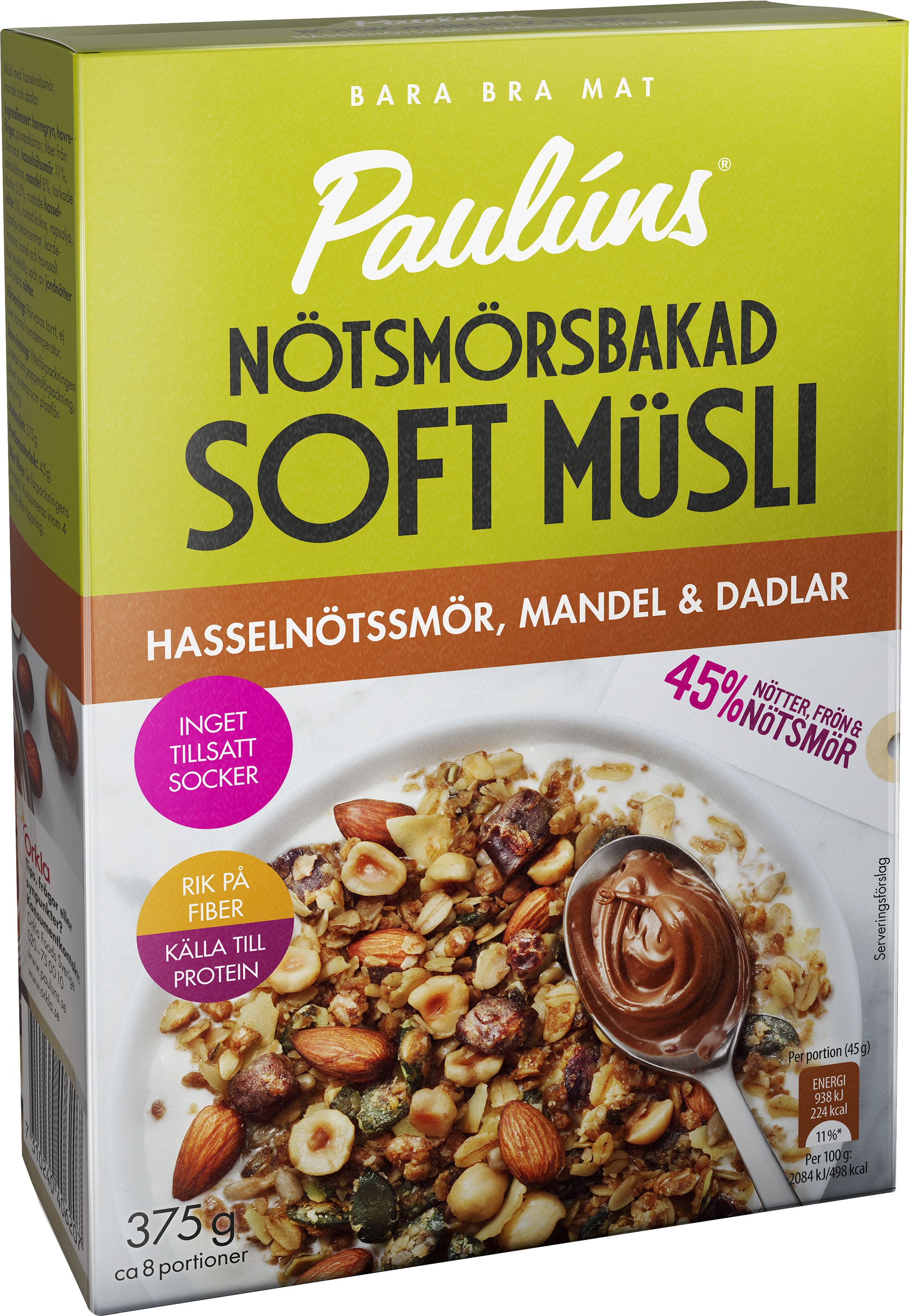 Paulúns Soft Müsli Hasselnöt, Mandel 375 g
