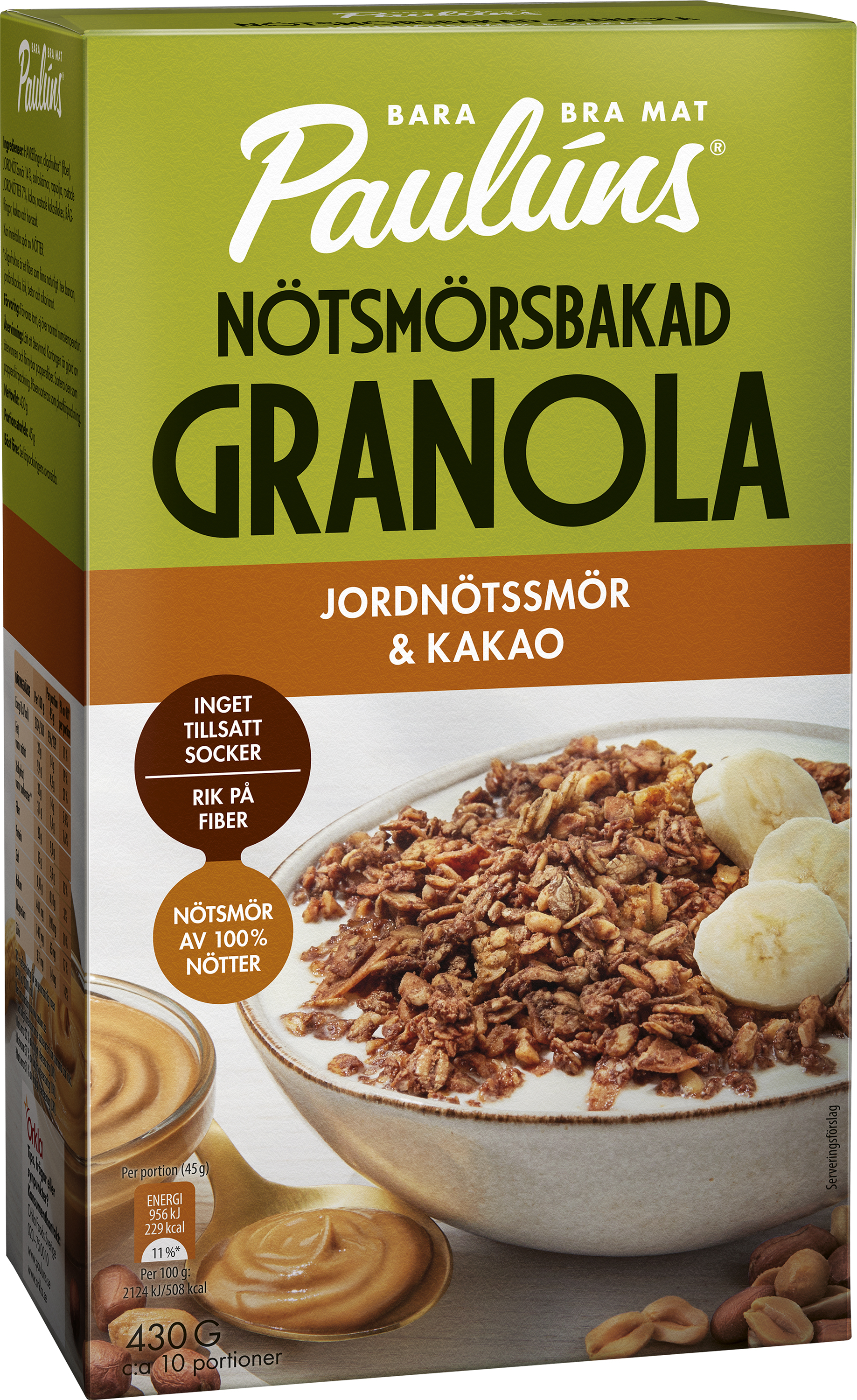 Paulúns Nötsmörsbakad Granola Jordnötssmör & Kakao 430 g