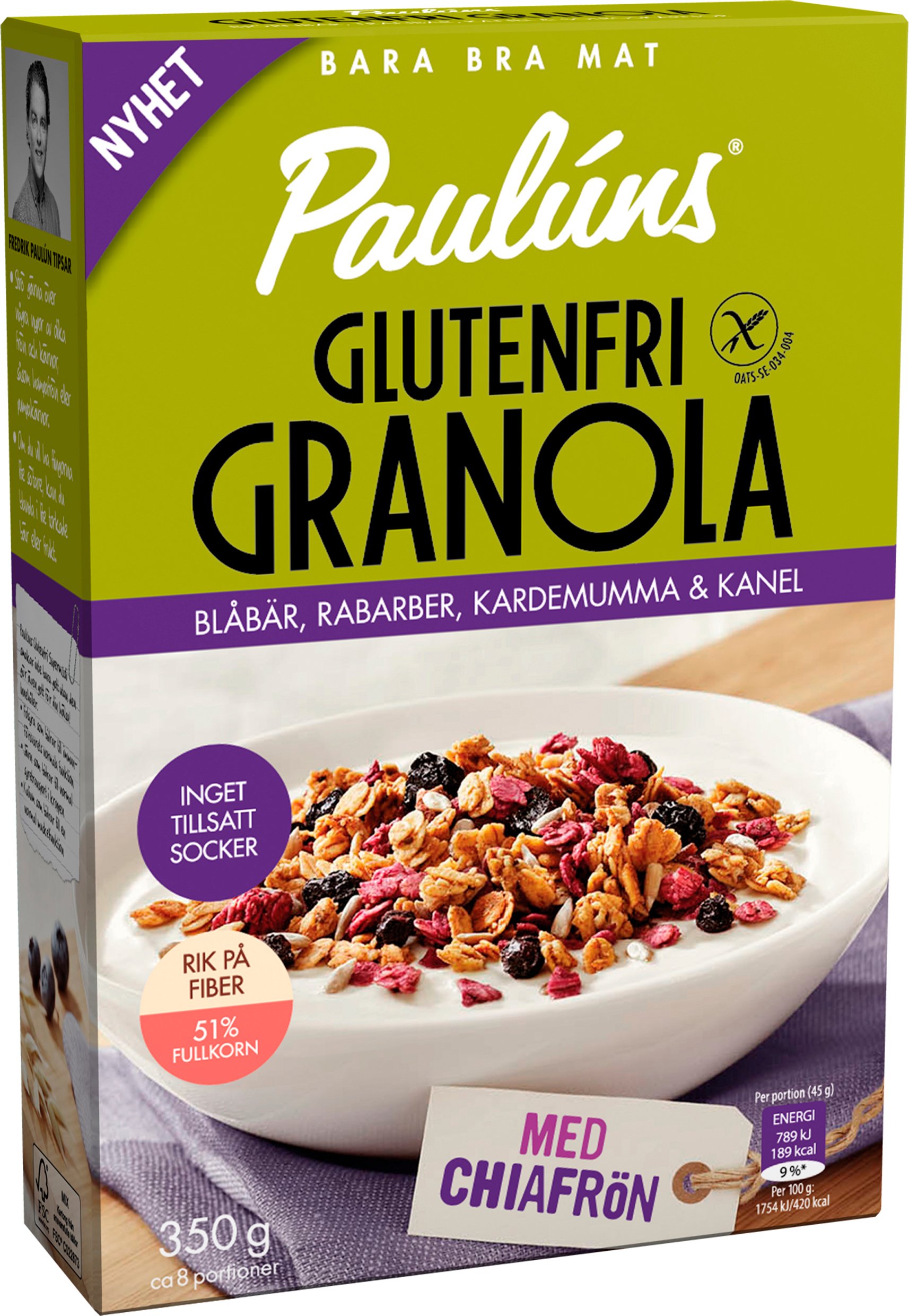 Paulúns Glutenfri Granola med Blåbär 350 g