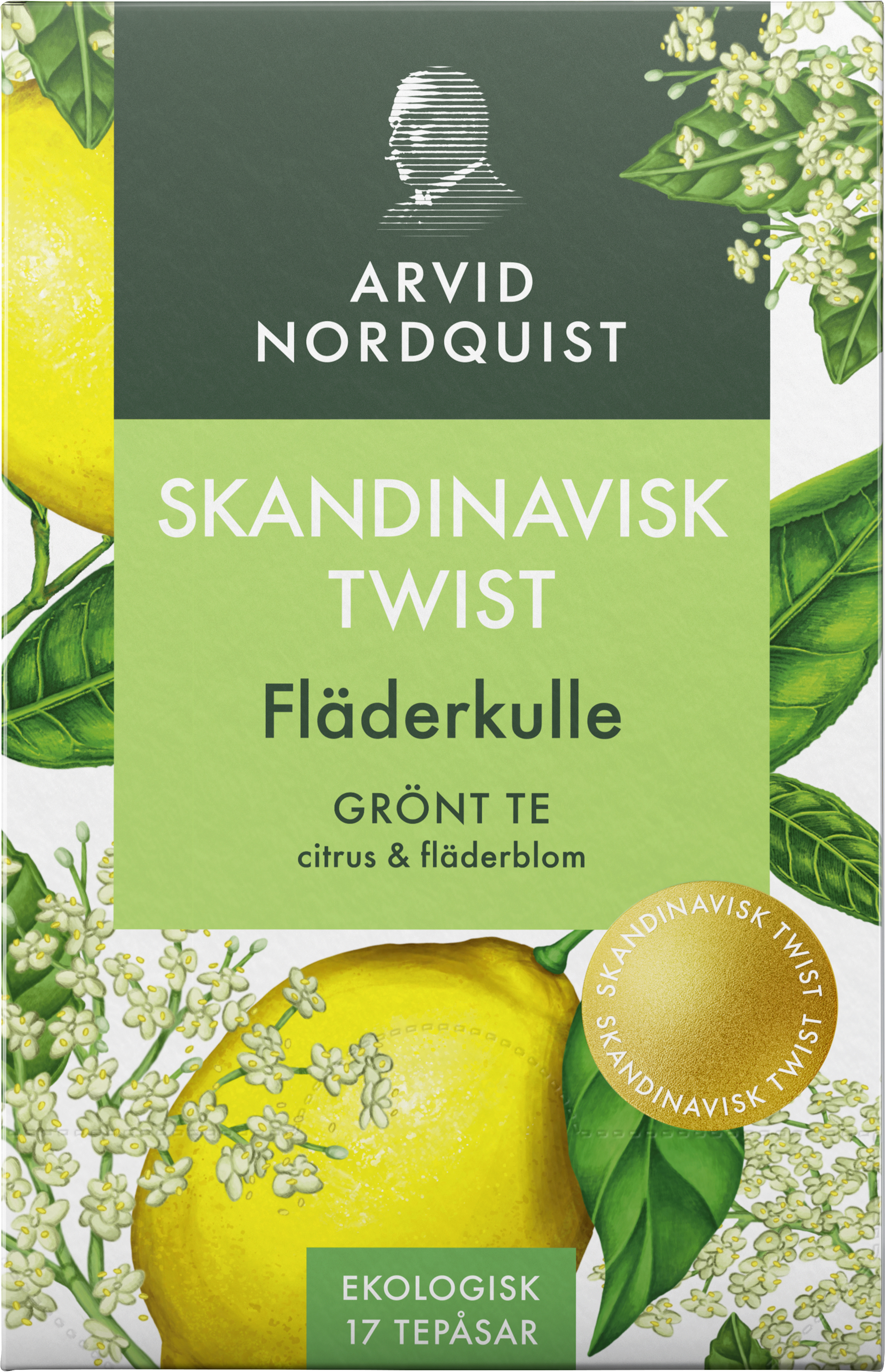 ARVID NORDQUIST Skandinavisk Twist Grönt Te Fläderkulle 17 tepåsar