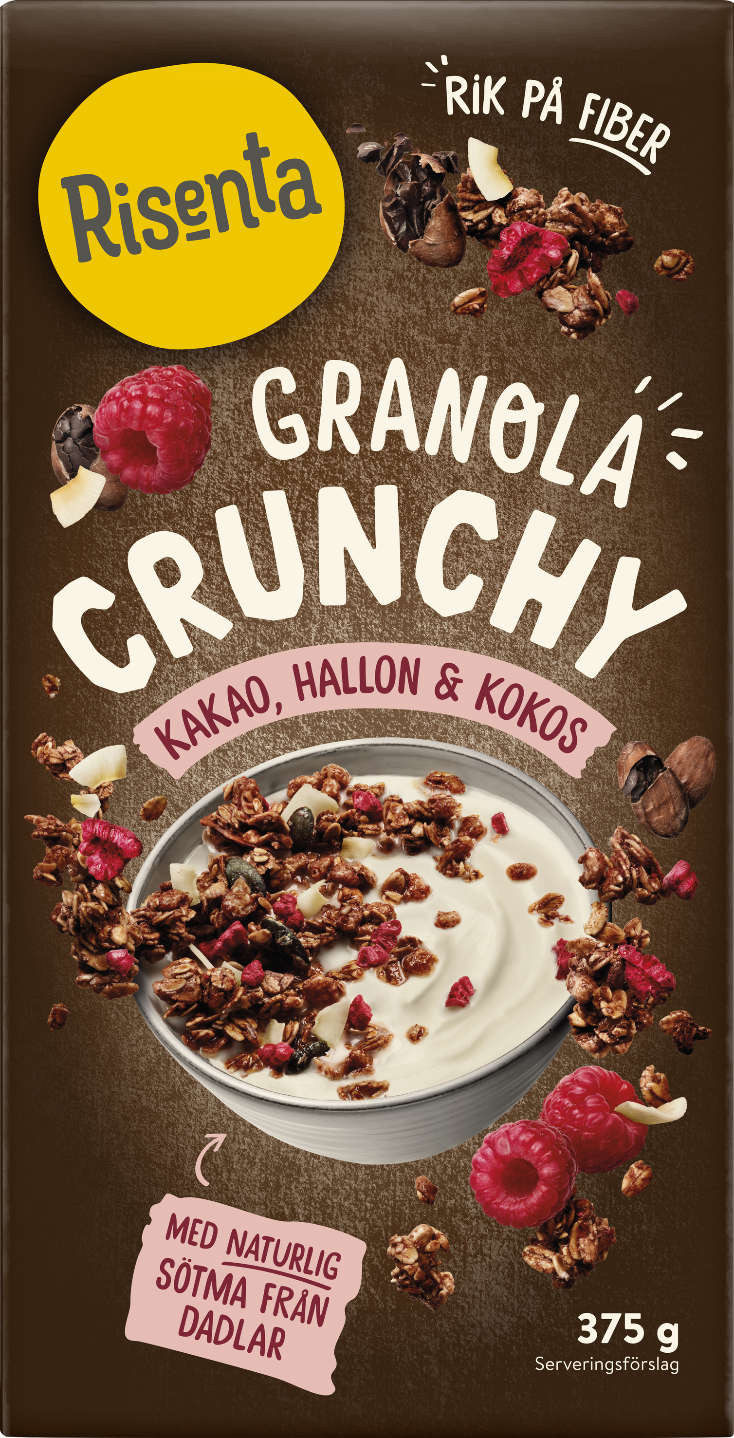 Risenta Granola Crunchy Kakao, Hallon & Kokos 375g