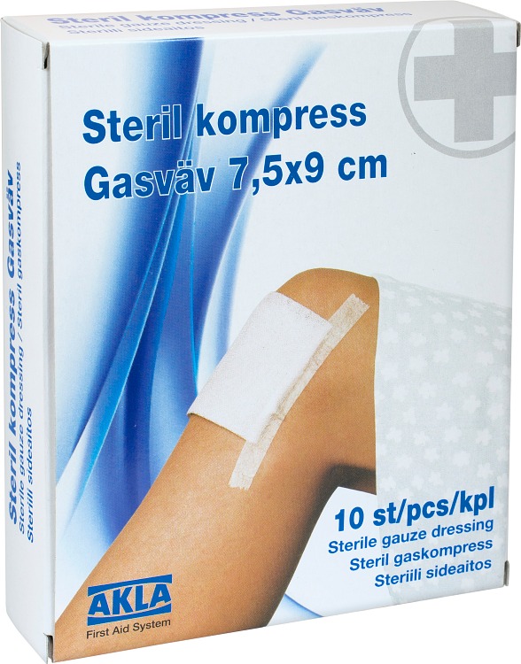 AKLA Steril kompress gasväv 7,5x9 cm 10 st