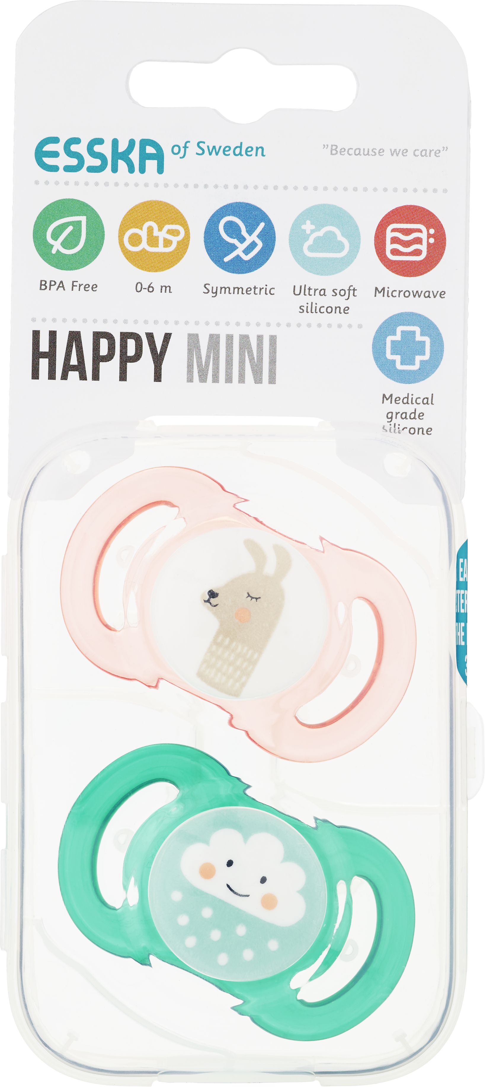 Esska Napp Happy Mini Silikon 2 st - Blandade färger
