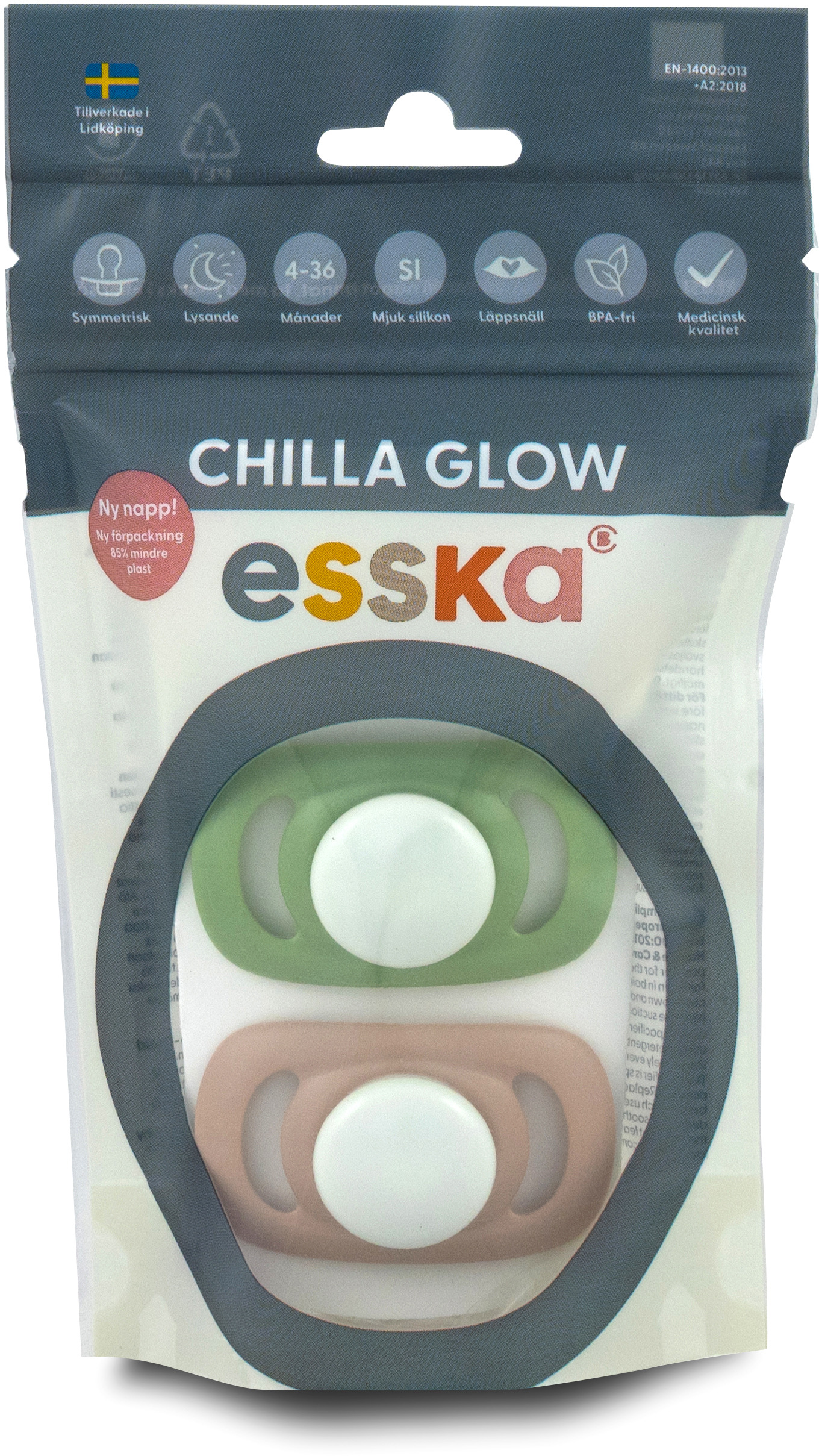 esska Chilla Glow Silikon 4-36 månader 2 st