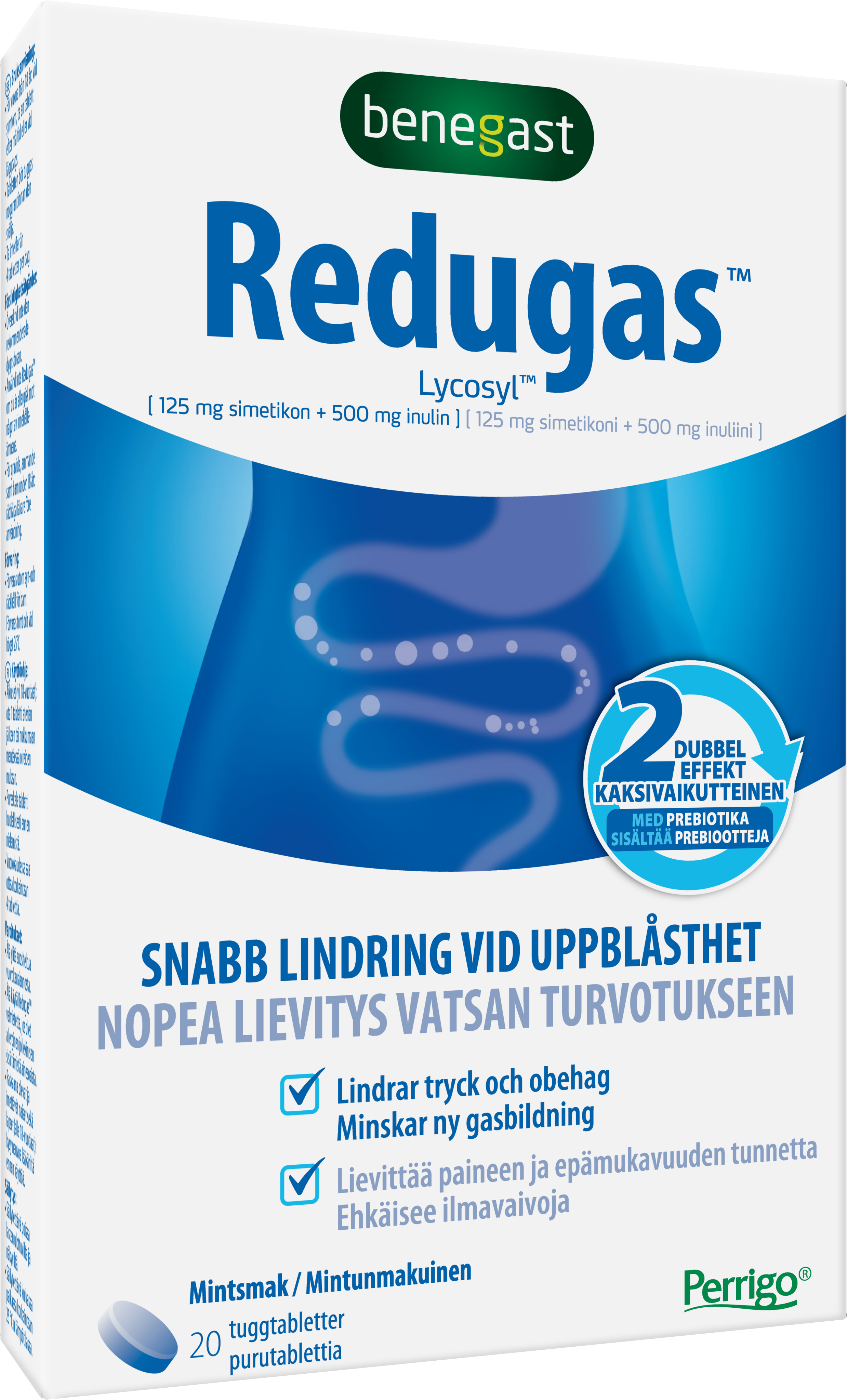 Benegast Redugas Chewable Tablets Peppermint Lindring Vid Gaser 20 tuggtabletter