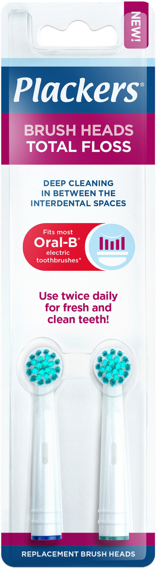 Plackers Brush Head Refills Total Floss Tandborsthuvuden 2 st