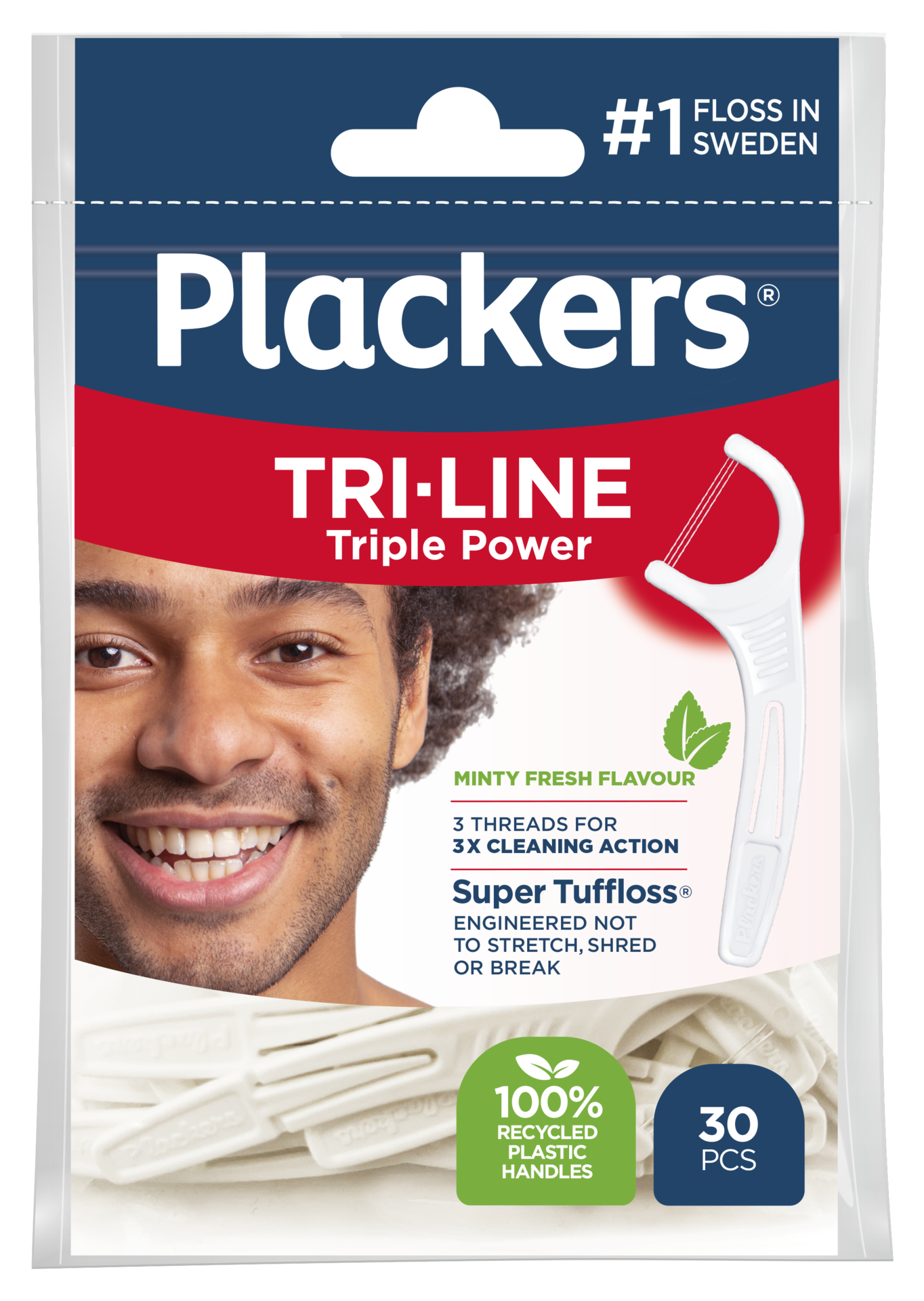Plack Rsp Köp Plackers Tri-Line Triple Power Tandtrådsbygel 30 st | Apohem