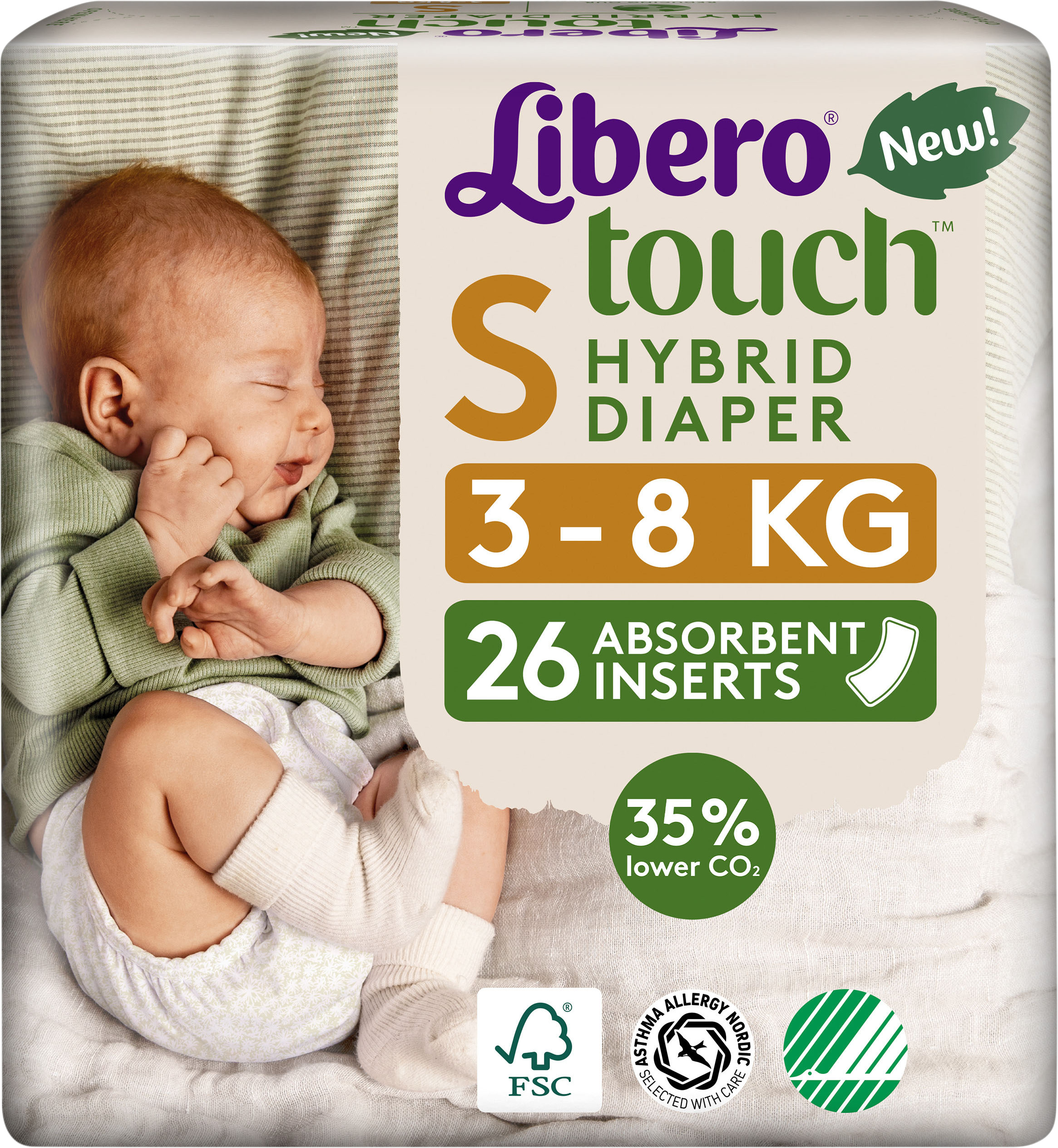 Libero Touch S Absorberande inlägg till hybridblöja (3-8 kg) 26 st