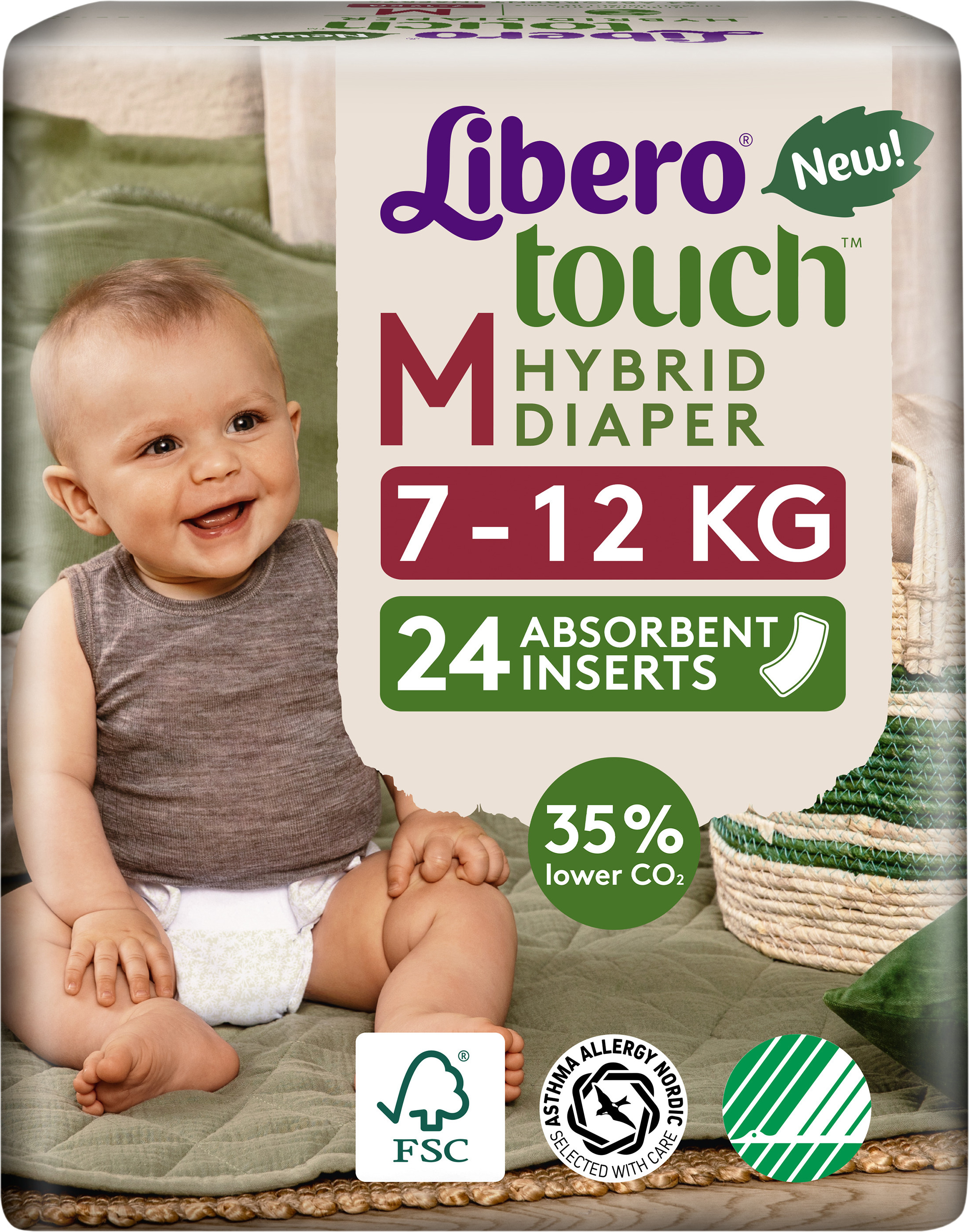 Libero Touch M Absorberande Inlägg till hybridblöja (7-12 kg) 24 st