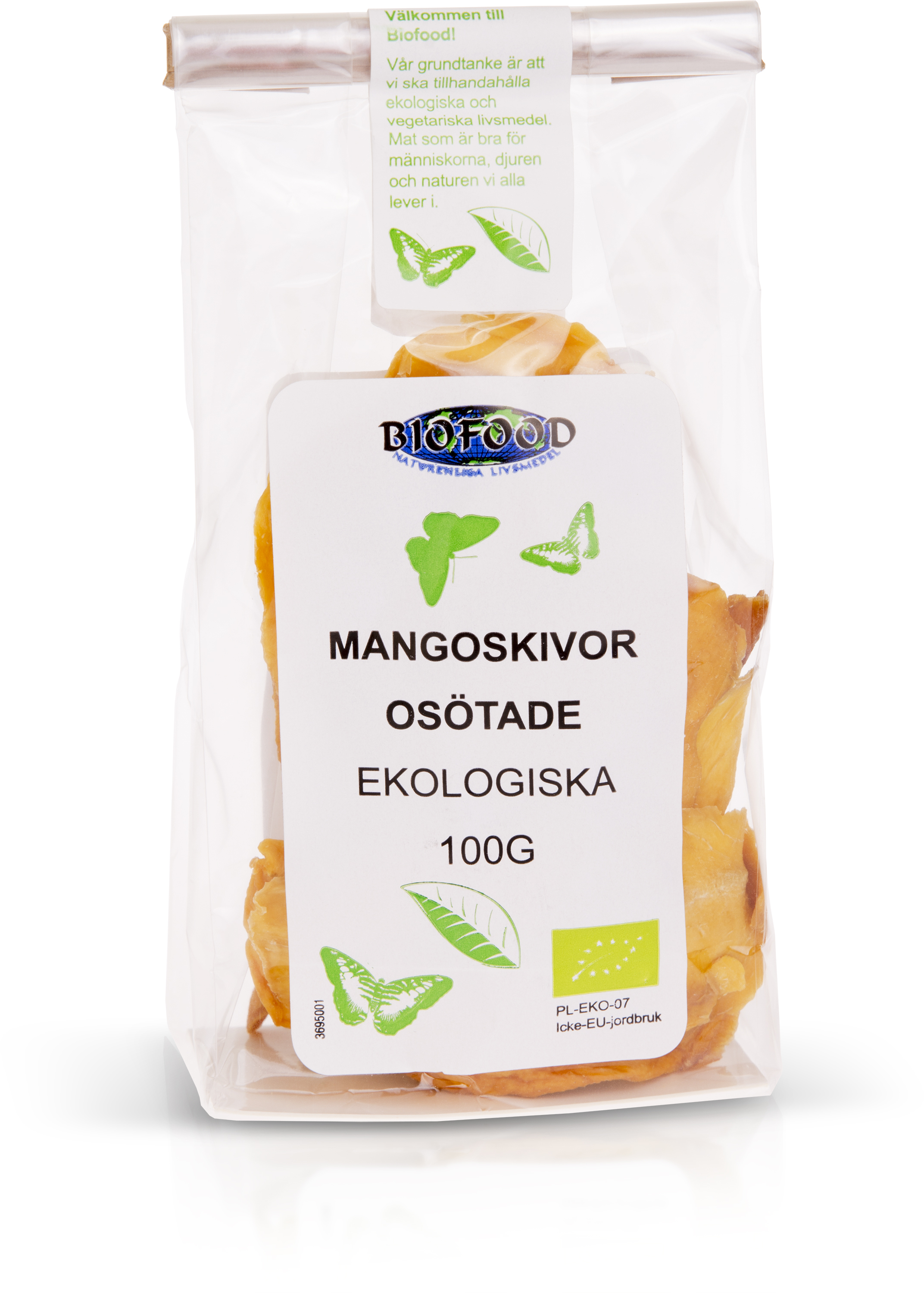 Biofood Torkade Mangoskivor Osötade Ekologiska 100 g