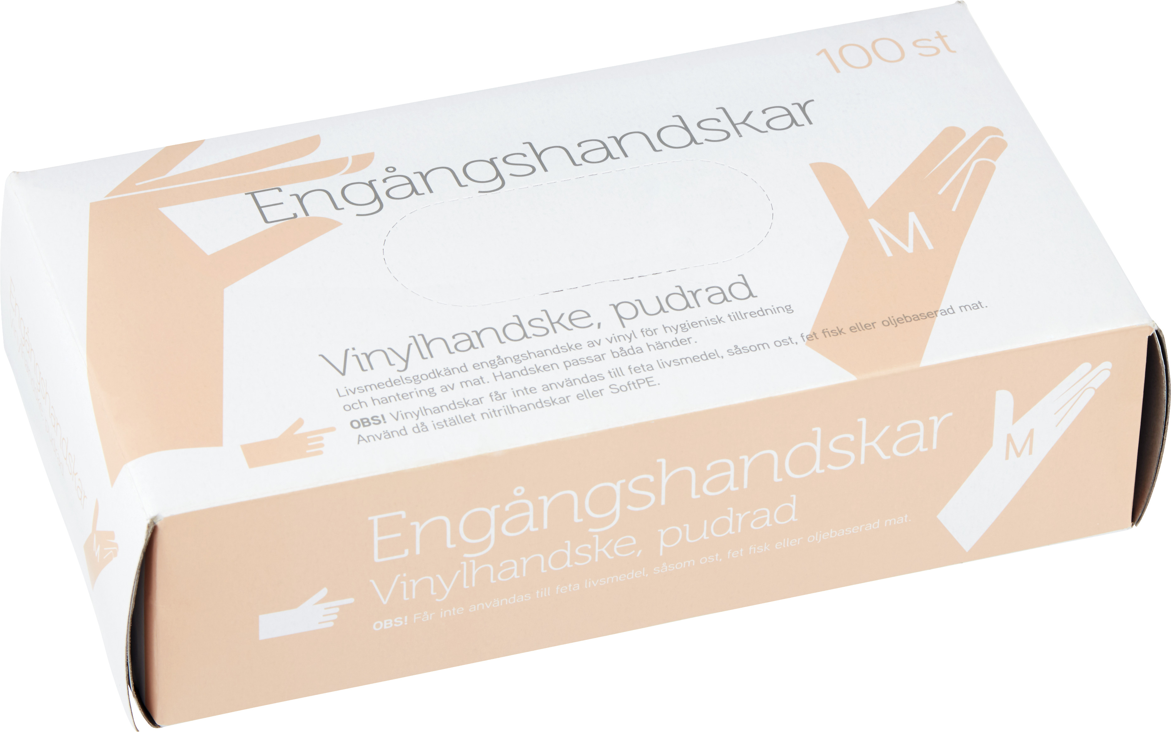 fixa Engångshandskar Vinyl Pudrad Medium 100 st