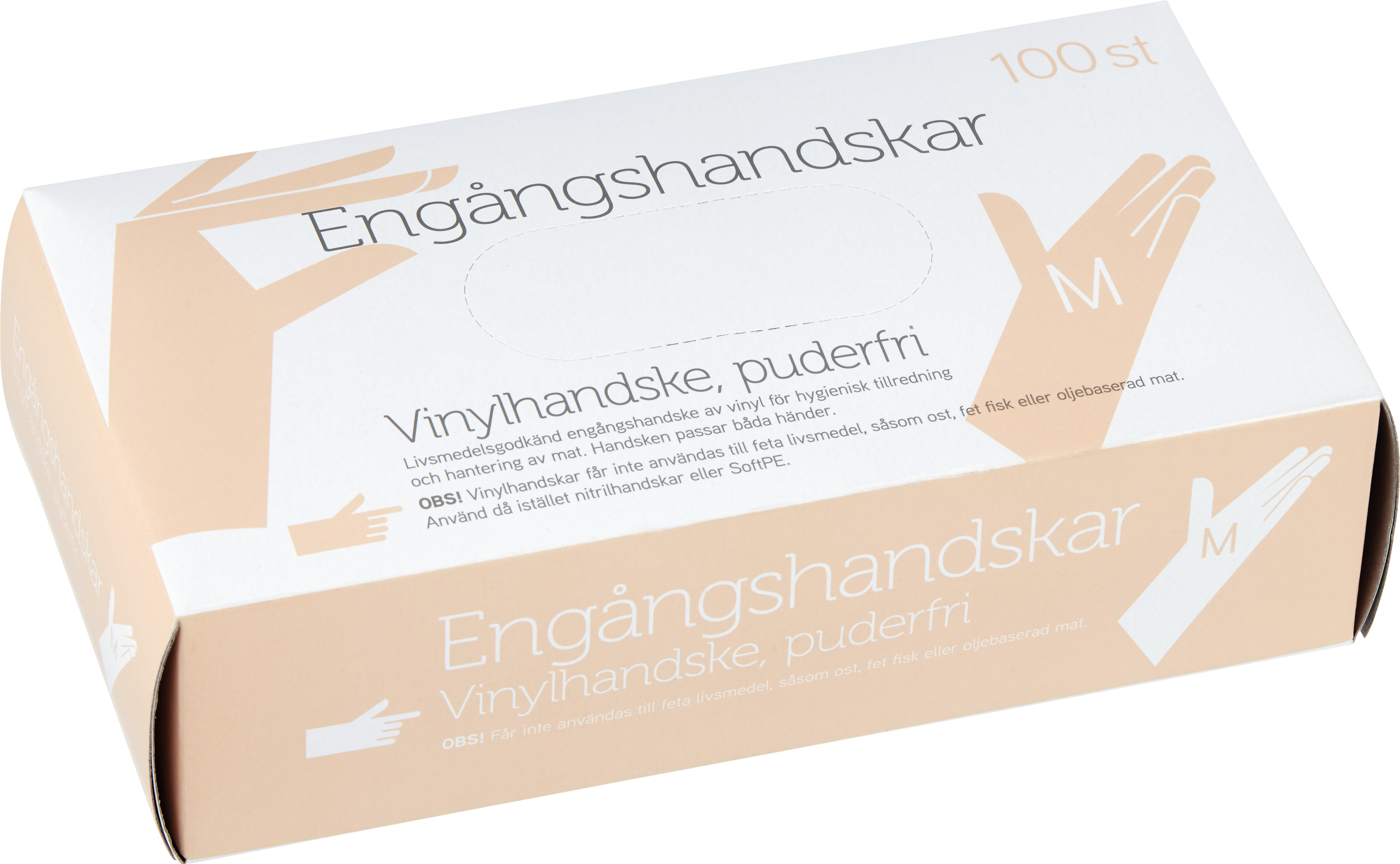 fixa Engångshandskar Vinyl Puderfria Medium 100 st