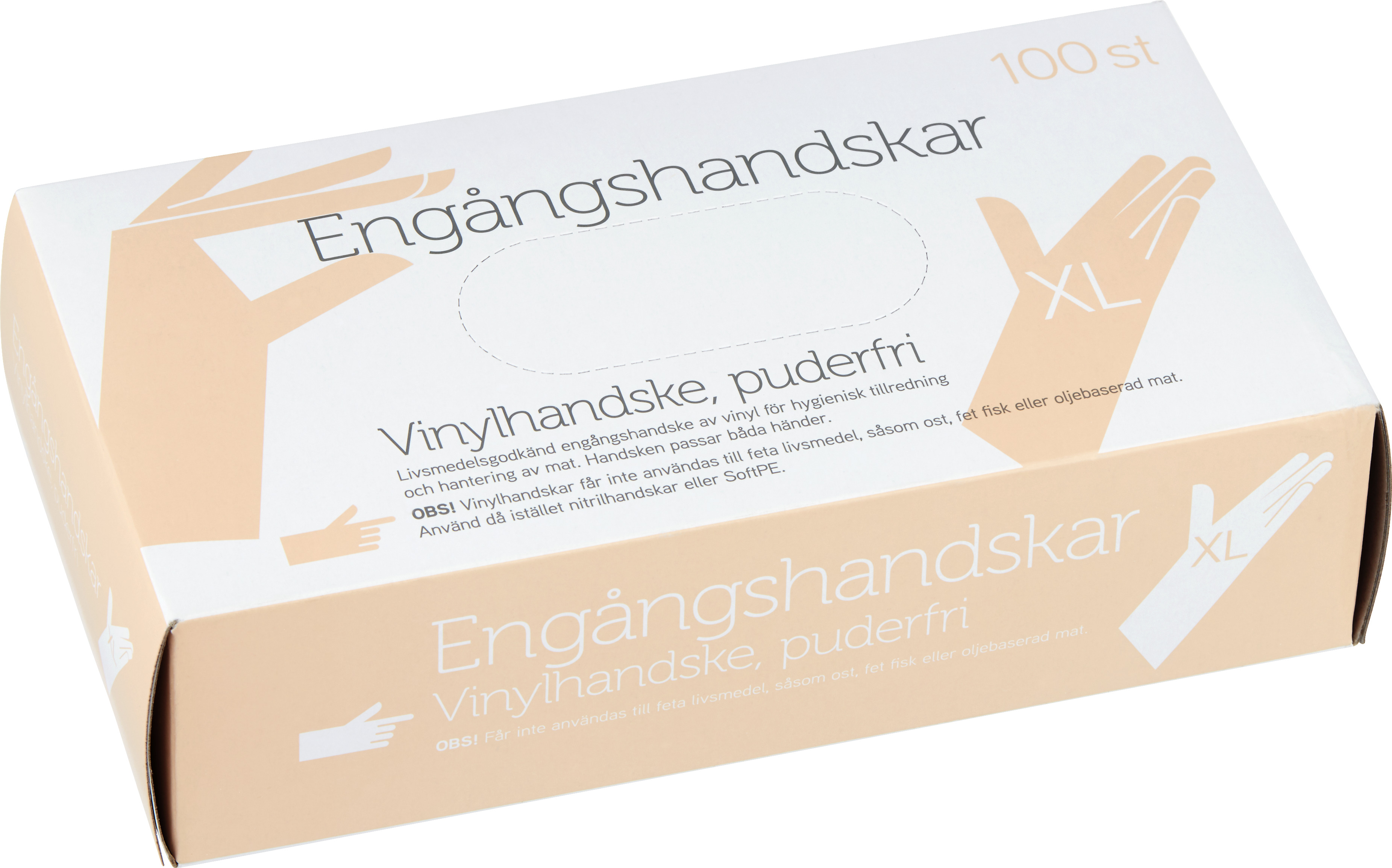 fixa Engångshandskar Vinyl Puderfria XL 100 st