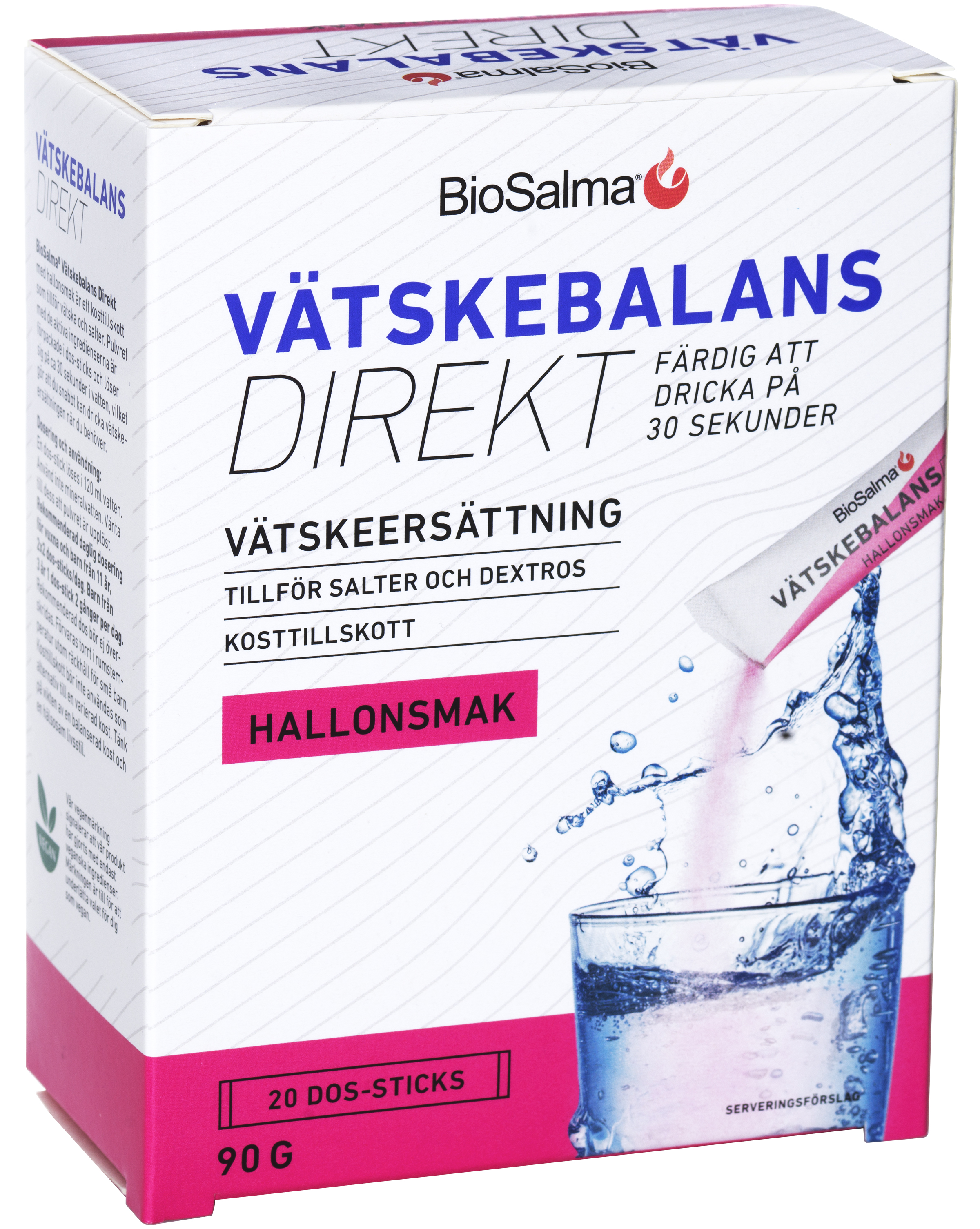 BioSalma Vätskebalans Direkt Hallon 20 dospåsar