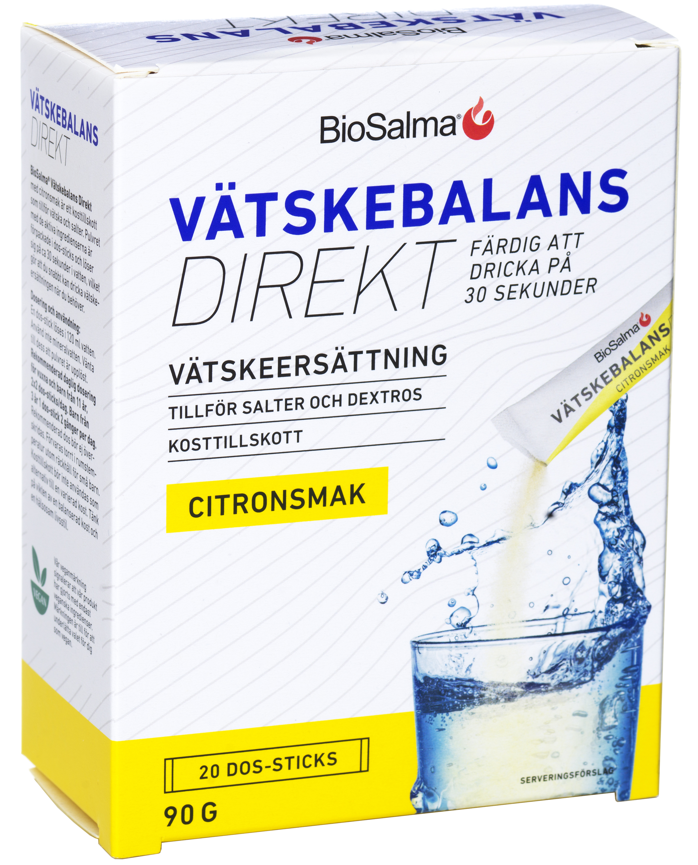 BioSalma Vätskebalans Direkt Citron 20 dospåsar