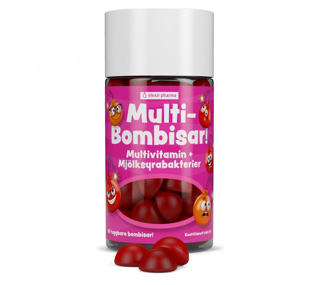 Elexir Pharma Multi-Bombisar Multivitamin + Mjölksyrabakterier 60 st