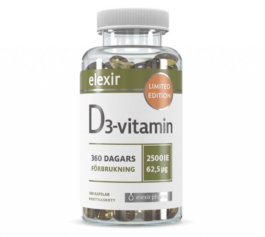 Elexir Pharma D3-vitamin 2500 IE Limited Edition 360 kapslar